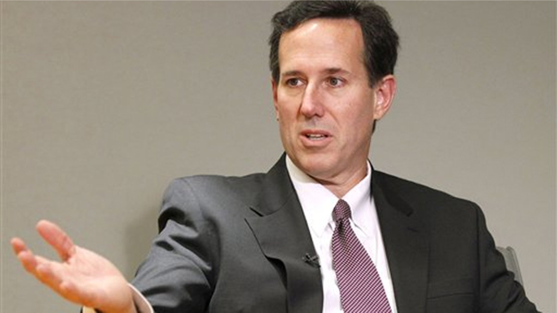 In this Dec. 7, 2010, photo, former Pennsylvania Sen. Rick Santorum is interviewed by The Associated Press in Washington.