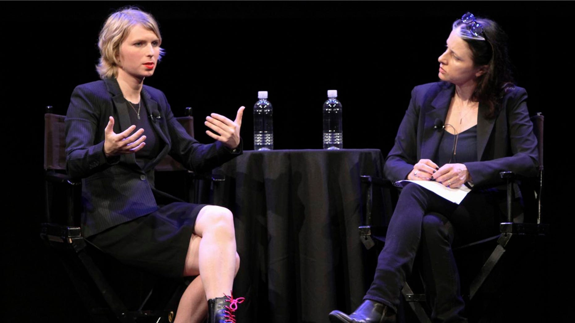 Oct 8: Chelsea Manning, left, speaks to New Yorker writer Larissa MacFarquhar during an appearance at the New Yorker Festival in New York