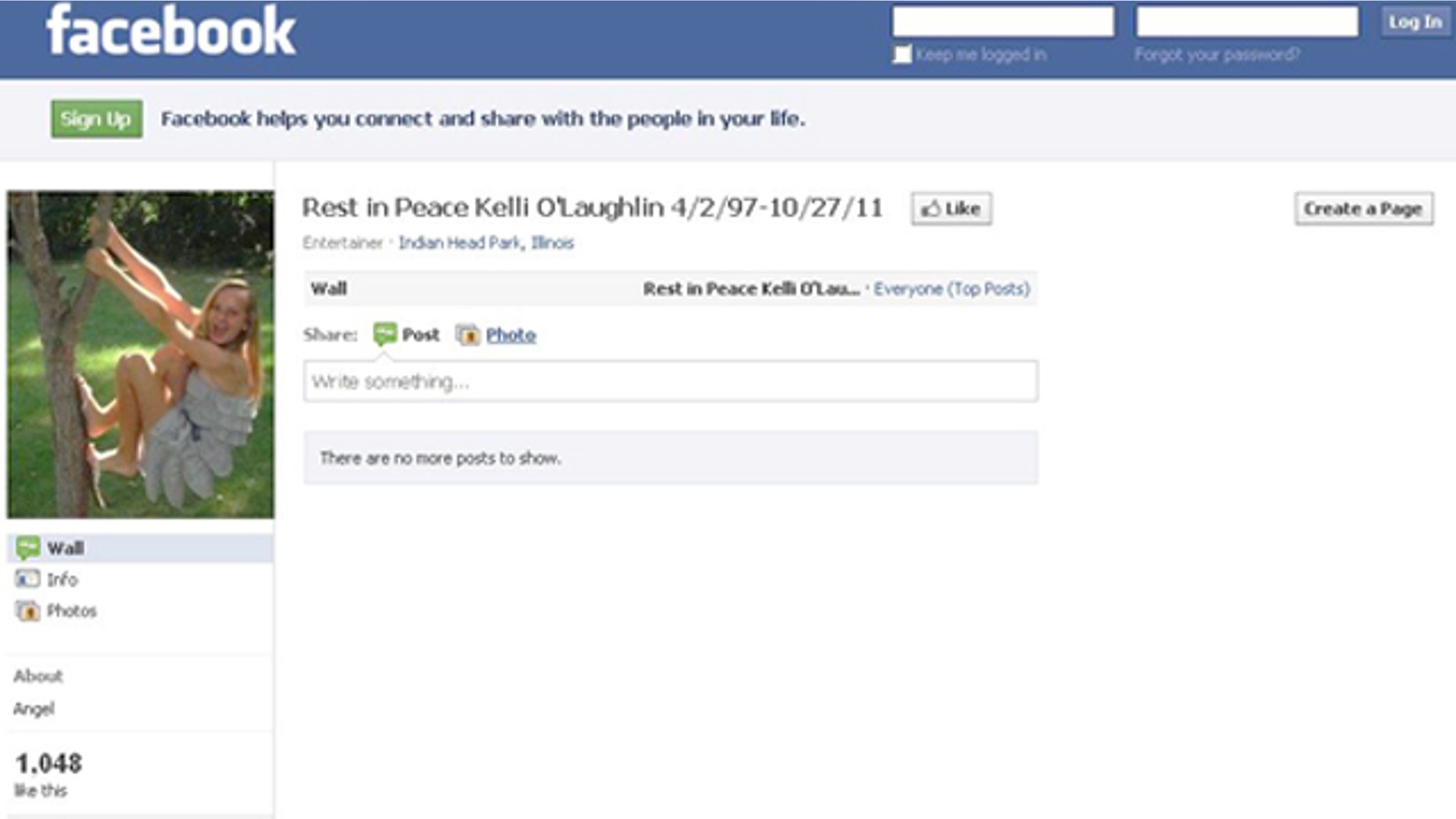 Facebook tribute pages to Kelli O'Lauglin have been increasing in number since the news of the teen's death.