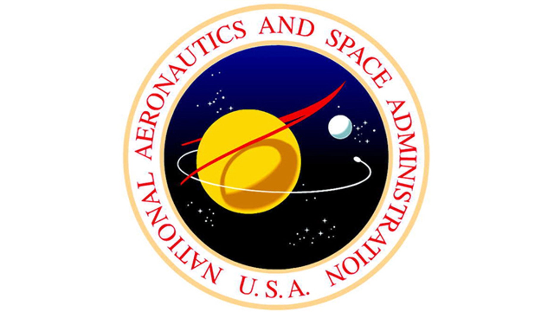 A vintage logo for NASA, the National Aeronautics and Space Administration.