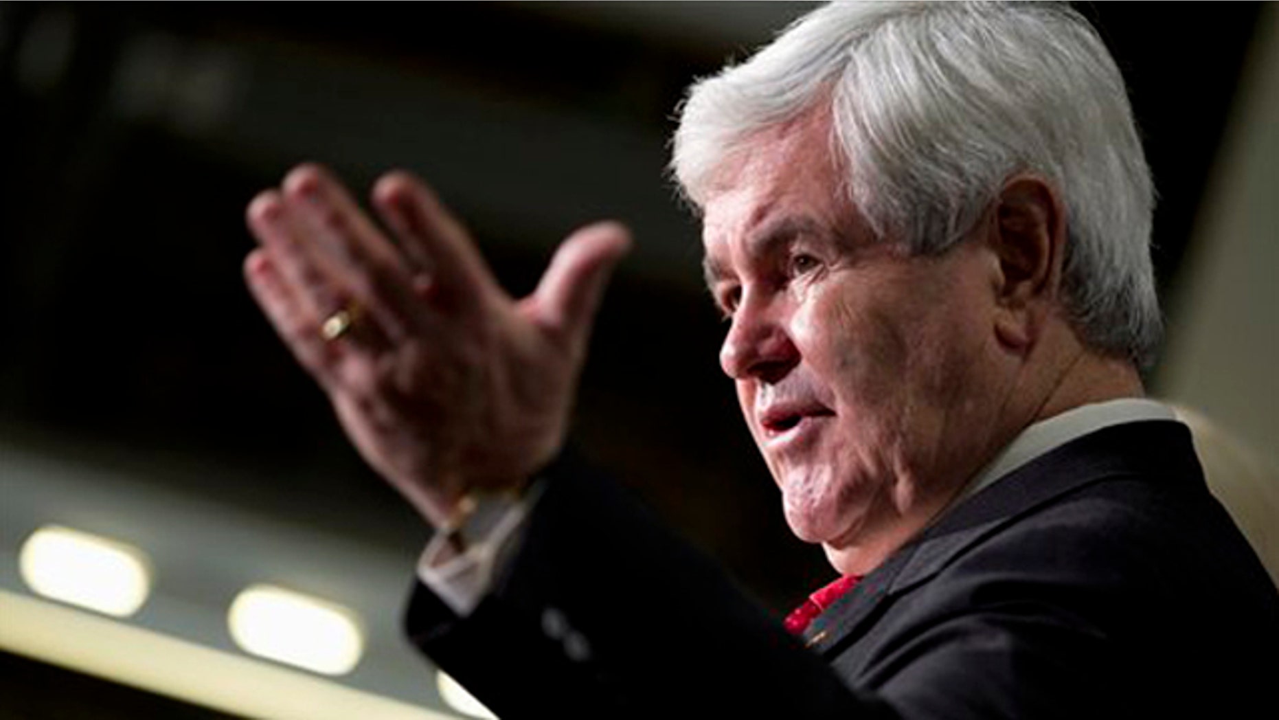Feb. 8, 2012: Newt Gingrich speaks during a campaign stop at Jergens, Inc., in Cleveland.