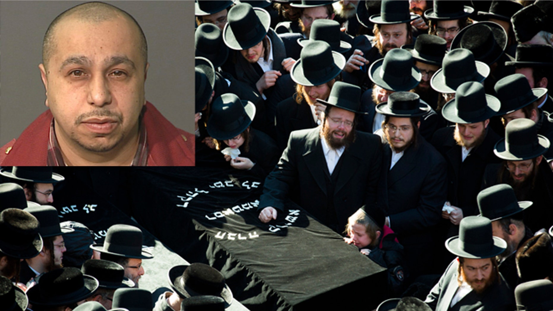 March 3, 2013: Mourners surround a casket outside the Congregation Yetev Lev D'Satmar synagogue at the funeral for two expectant parents who were killed in a car accident early Sunday, in the Brooklyn borough of New York. T(AP Photo/John Minchillo, File)