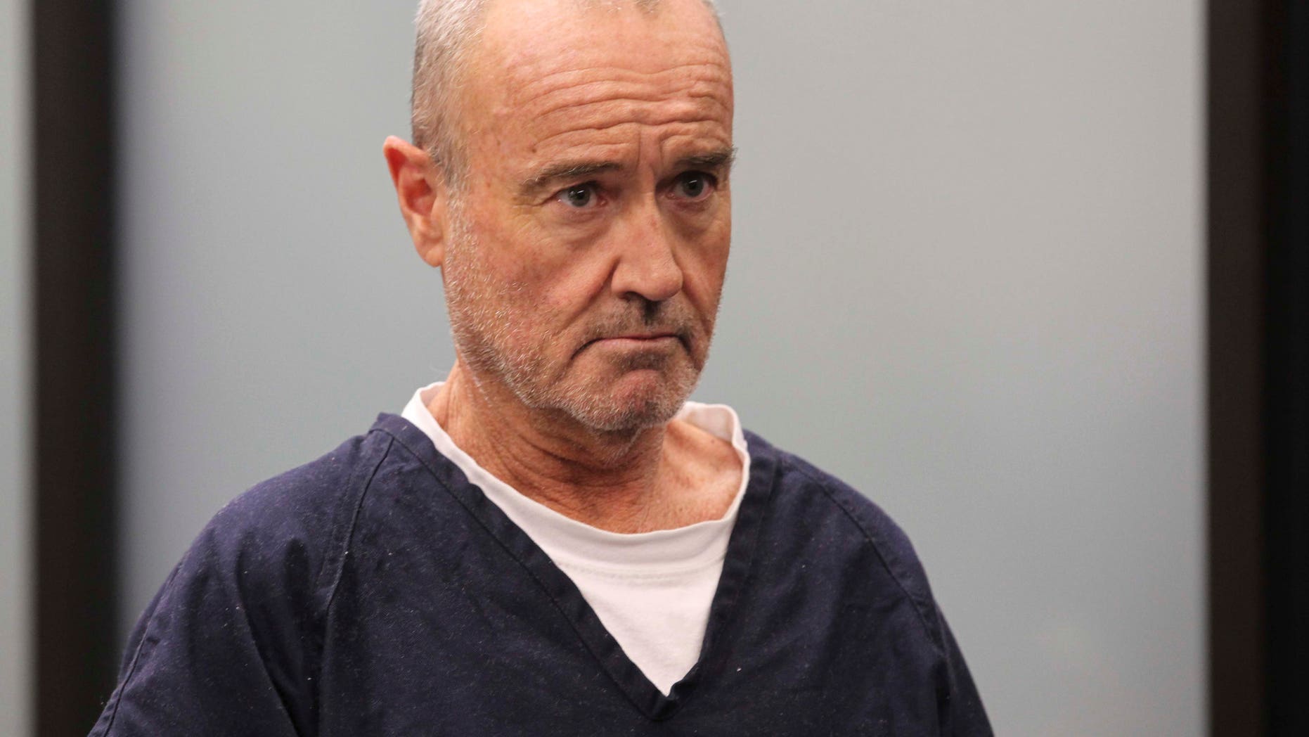 Jan. 23, 2013: Peter Robbins appears for his arraignment in San Diego, on charges of stalking and threatening his former girlfriend and a plastic surgeon who gave her a breast enhancement he apparently didn't like.
