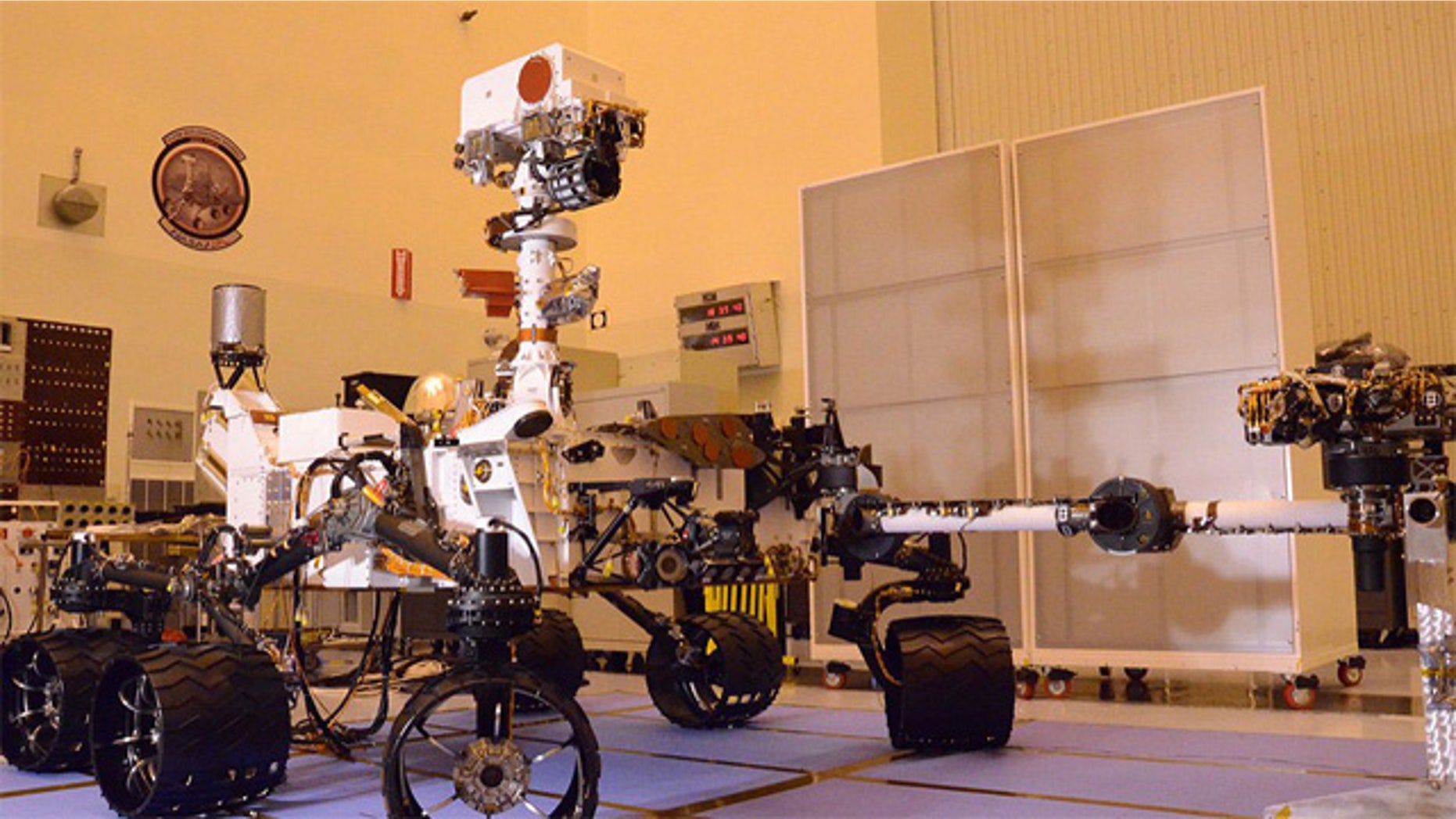 NASA's Curiosity Mars Science Laboratory as seen on Aug. 12, 2011 at the Kennedy Space Center in Florida. The next time the rover will be seen in this configuration is after it lands on Mars.