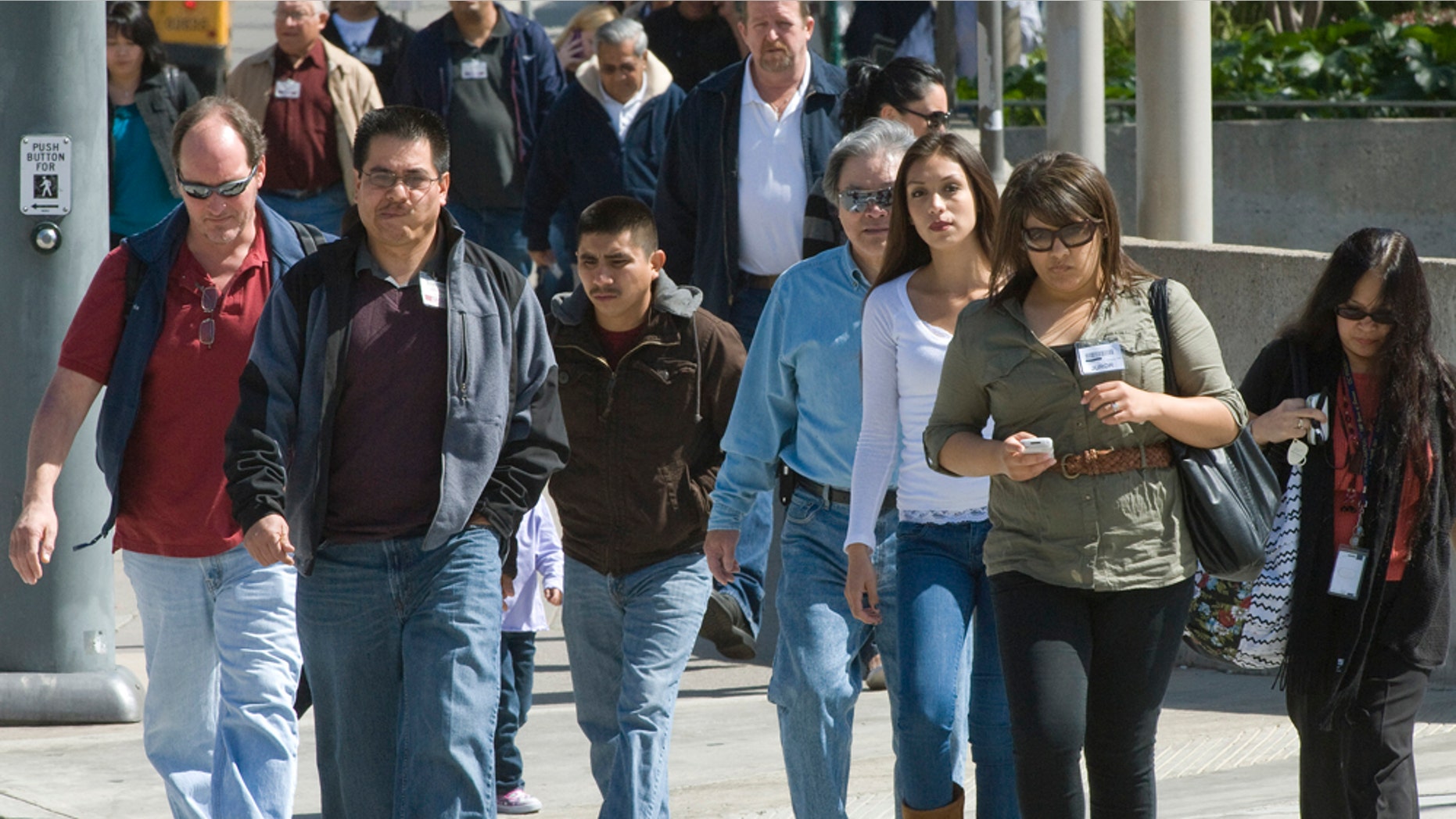 Jurrors and court workers, a cross section of Orange County, leave the Santa Ana, Calif. courthouse on Tuesday, March 8, 2011. Surging Latino and Asian populations accounted for virtually all of Californiaâs population growth over the last decade, new census data showed on Tuesday. In the decade spanning 2000 and 2010, Latinos grew by 28 percent to 14 million in the nationâs most populous state, while Asians grew even faster, by 31 percent, to reach 4.8 million. In contrast, non-Hispanic whites decreased by 5 percent and the stateâs African-American population dipped by 1 percent. Over the decade, Californiaâs population grew only 10 percent to 37.3 million, ranking just 20th nationally and lagging behind other western states such as Nevada and Arizona. (AP Photo/Orange County Register, Jebb Harris)