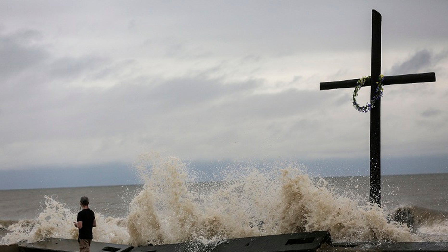 Tropical Depression Cindy brings large waves to High Island, Texas, on Thursday, June 22 2017.
