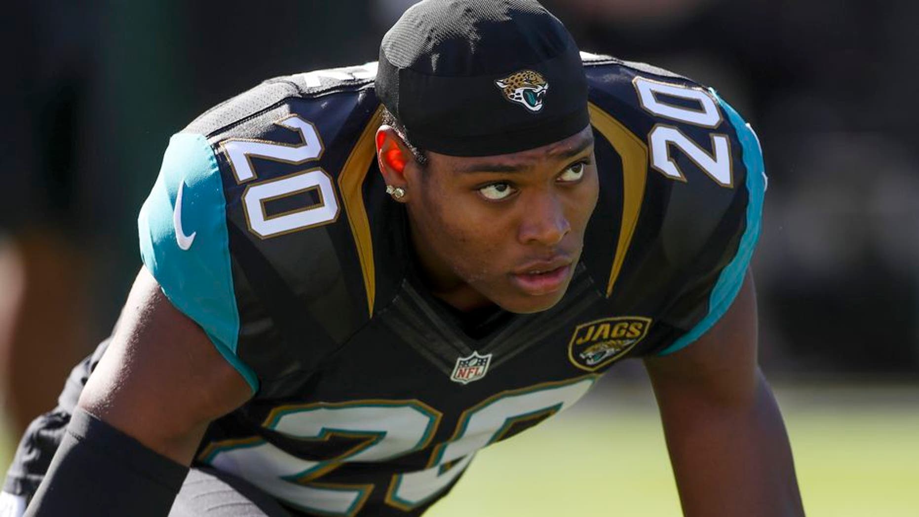 Dec 11, 2016; Jacksonville, FL, USA; Jacksonville Jaguars cornerback Jalen Ramsey (20) warms up prior to a game against the Minnesota Vikings at EverBank Field. Mandatory Credit: Logan Bowles-USA TODAY Sports