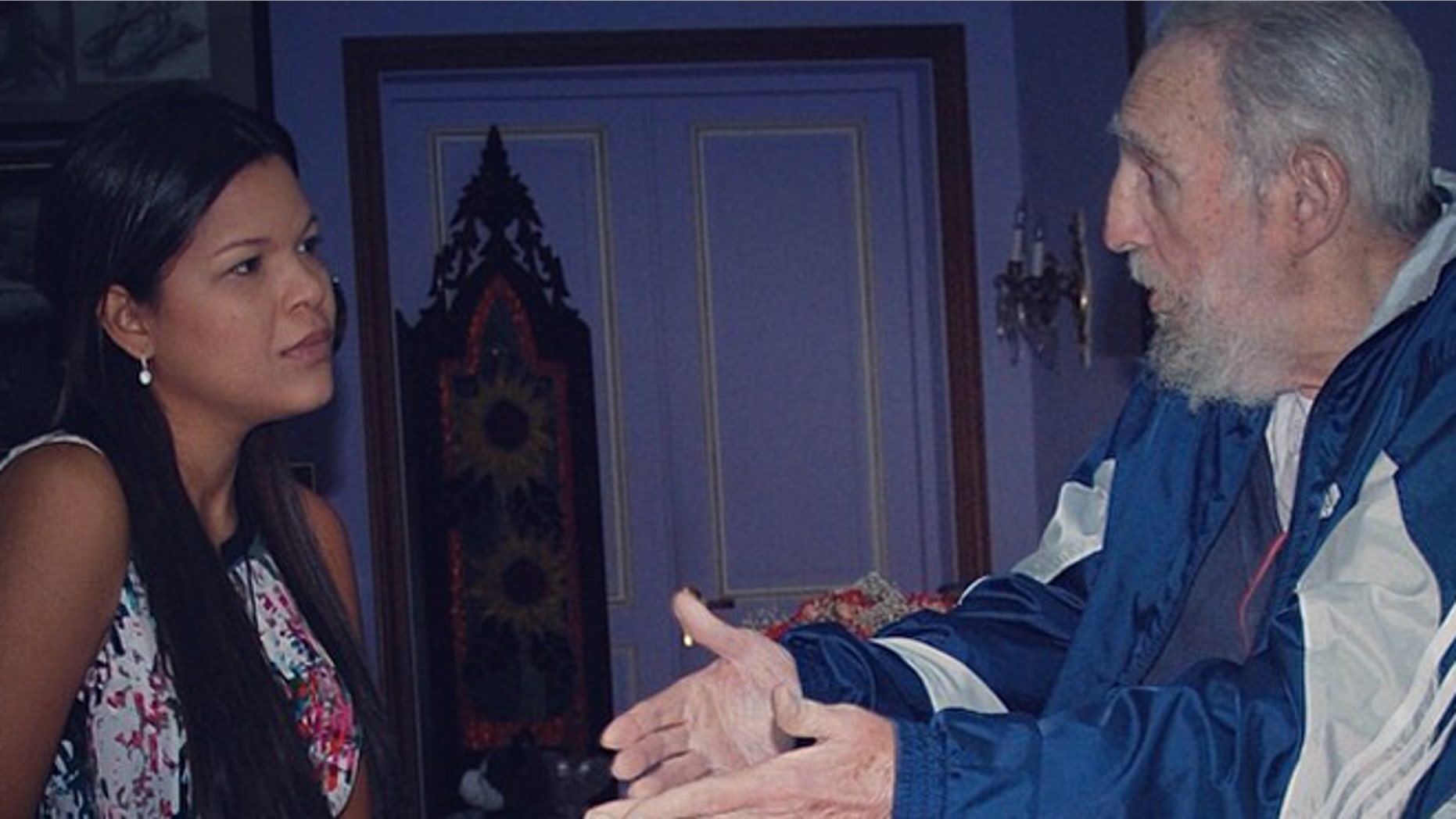 Maria Gabriela Chavez and Fidel Castro meet in Havana, Cuba, in April 2014.