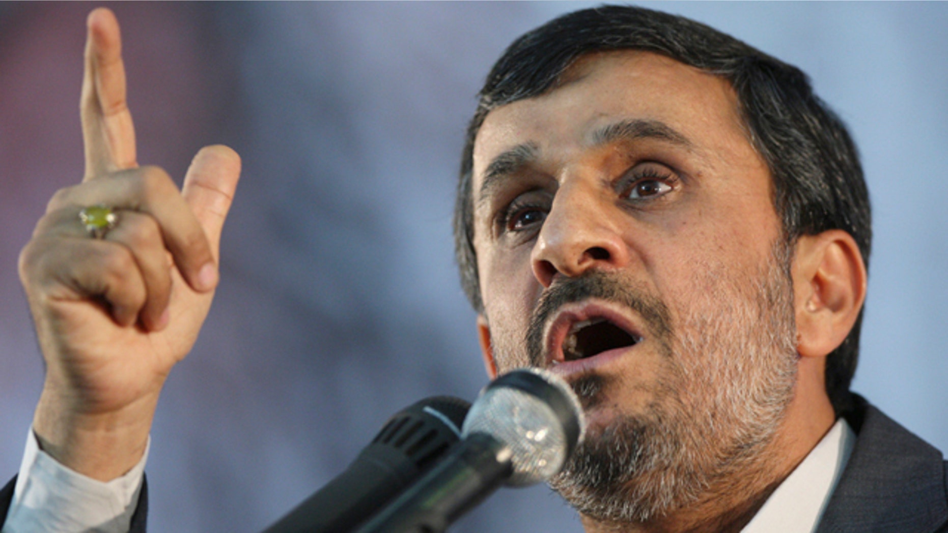 June 3: Iranian President Mahmoud Ahmadinejad gestures as he addresses the crowd at a ceremony honoring late revolutionary founder Ayatollah Khomeini, on the eve of his 22nd death anniversary at his mausoleum, just outside Tehran, Iran.