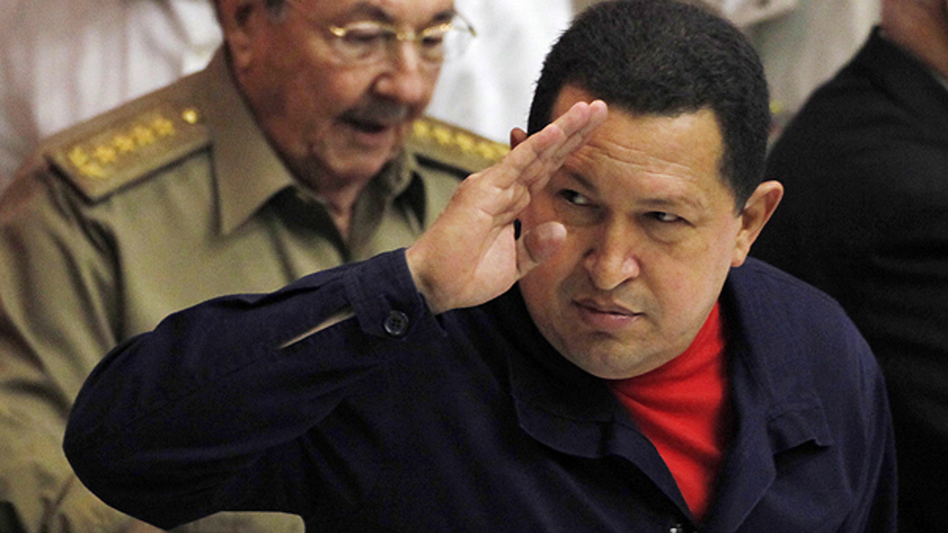 Nov. 8, 2010: Venezuela's President Hugo Chavez salutes during a meeting in Havana, Cuba.
