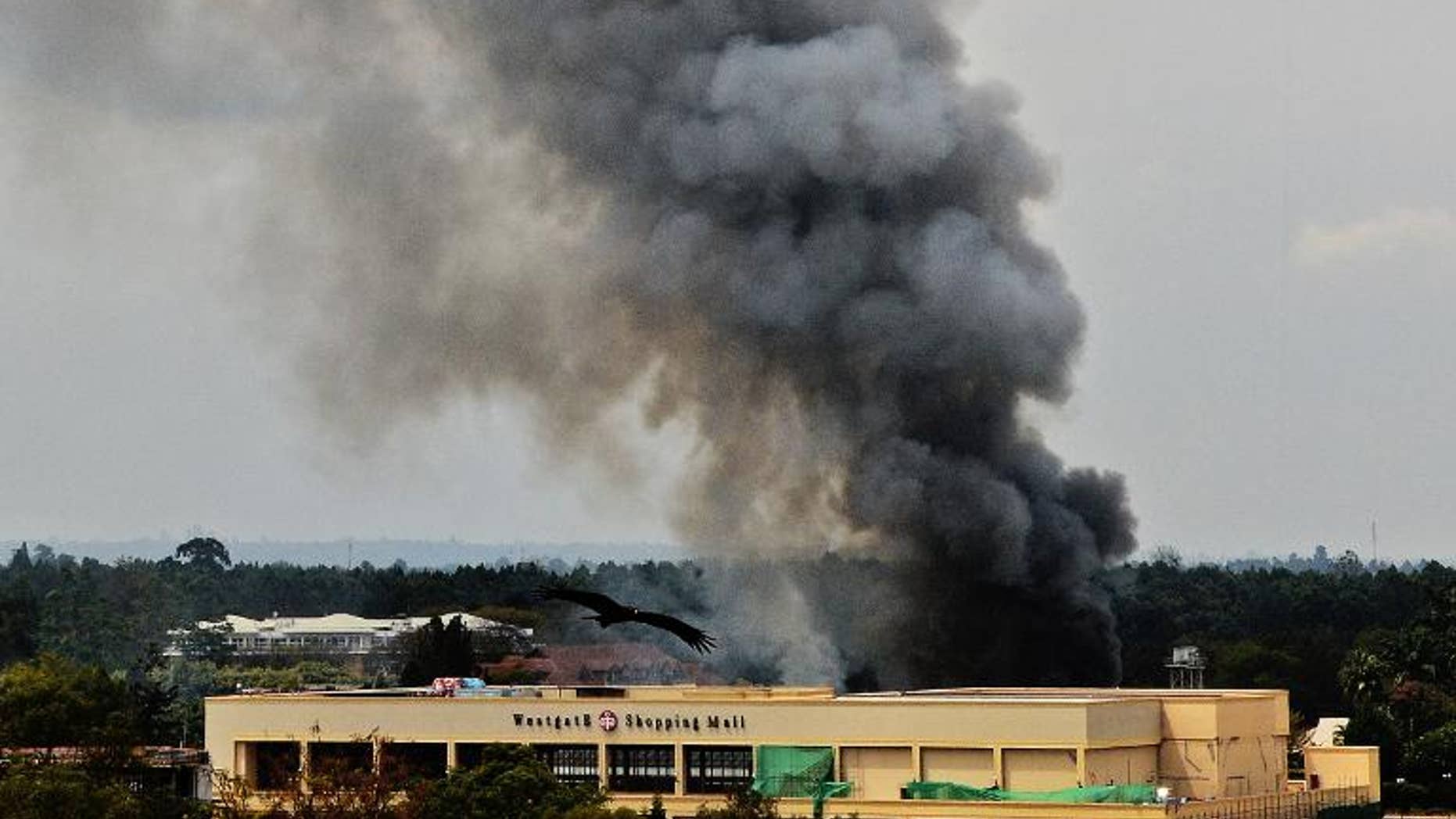 Smoke rises from the Westgate mall in Nairobi on September 23, 2013