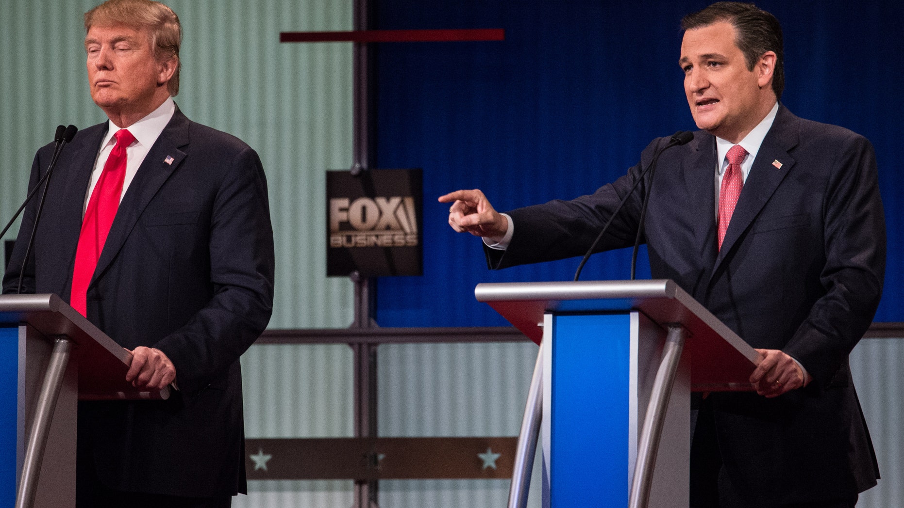 Ted Cruz gestures as he speaks during the debate.