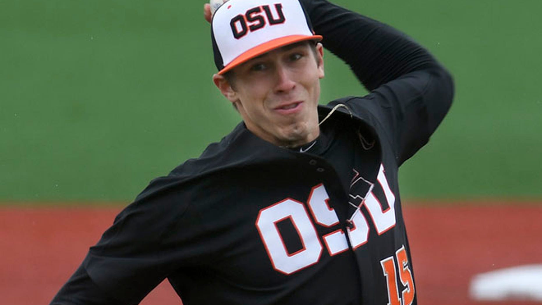 FILE: , Oregon State pitcher Luke Heimlich throws during an NCAA college baseball game against UC Davis in Corvallis, Ore.