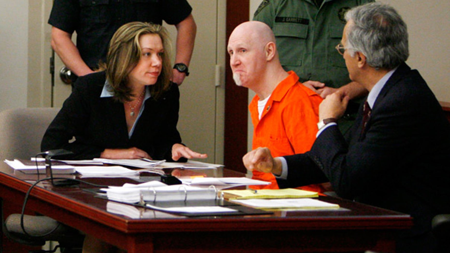 April 23: Convicted murderer Ronnie Gardner sits with his defense team at the Matheson Courthouse in Salt Lake City, Utah.