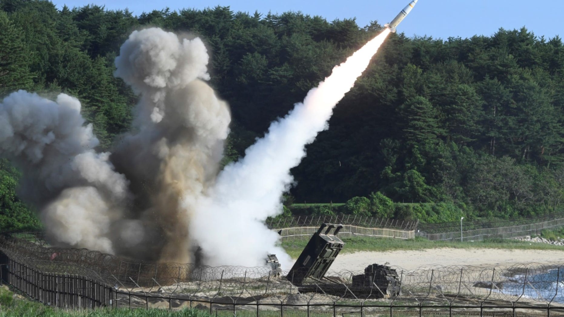 In this photo provided by South Korea Defense Ministry, a U.S. MGM-140 Army Tactical Missile is fired during the combined military exercise between the U.S. and South Korea against North Korea at an undisclosed location in South Korea, Wednesday, July 5, 2017. The U.S. will conduct a flight test of the Terminal High Altitude Area Defense (THAAD) this month.