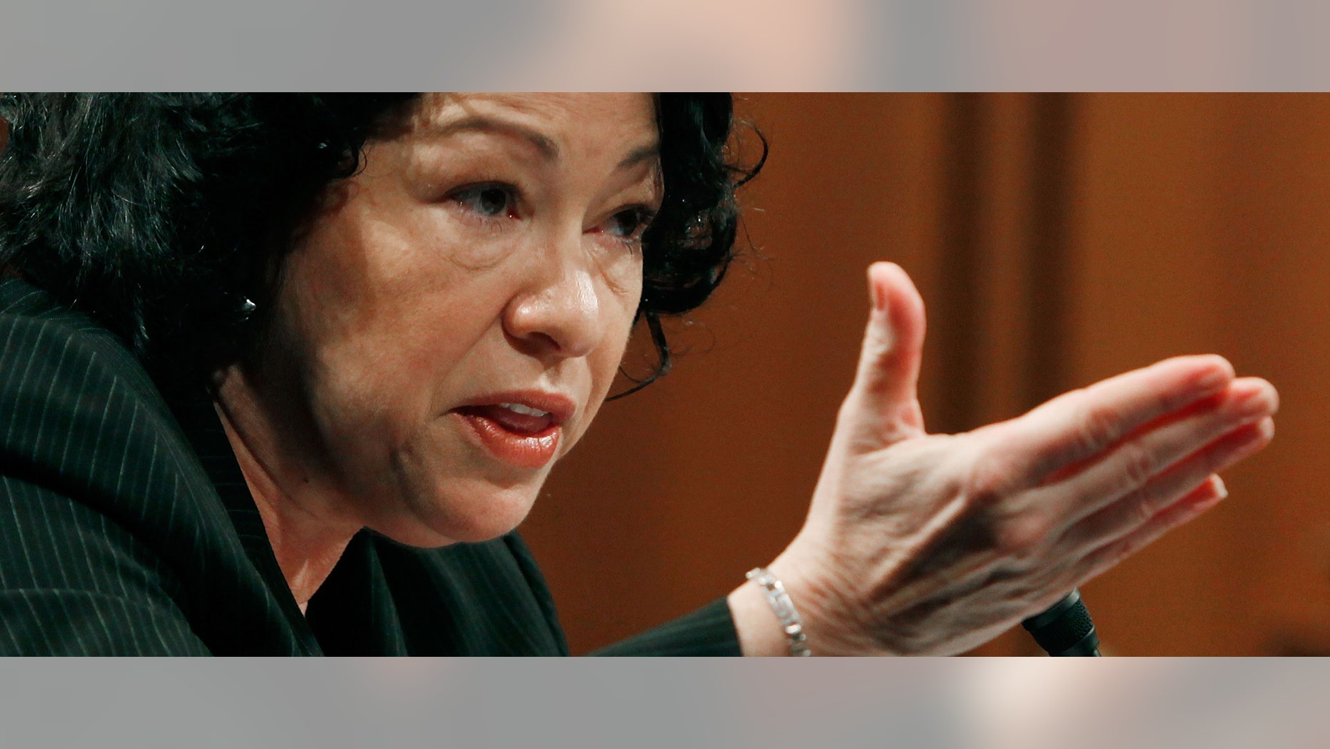 WASHINGTON - JULY 15: Supreme Court nominee Judge Sonia Sotomayor testifies on the third day of confirmation hearings before the Senate Judiciary Committee on Capitol Hill July 15, 2009 in Washington, DC. Sotomayor faces a day of questioning from Senators on the committee and also a closed door session. Sotomayor, an appeals court judge and U.S. President Barack Obama's first Supreme Court nominee, will become the first Hispanic justice on the Supreme Court if confirmed. (Photo by Mark Wilson/Getty Images) *** Local Caption *** Sonia Sotomayor