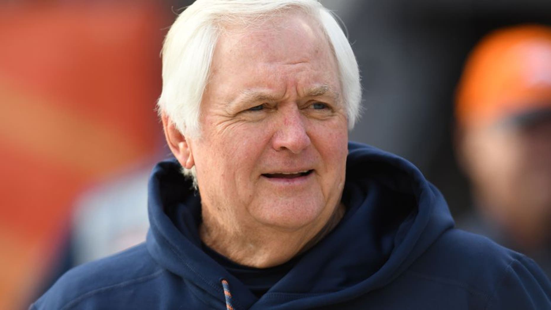 Jan 1, 2017; Denver, CO, USA; Denver Broncos defensive coordinator Wade Phillips before the game against the Oakland Raiders at Sports Authority Field. Mandatory Credit: Ron Chenoy-USA TODAY Sports