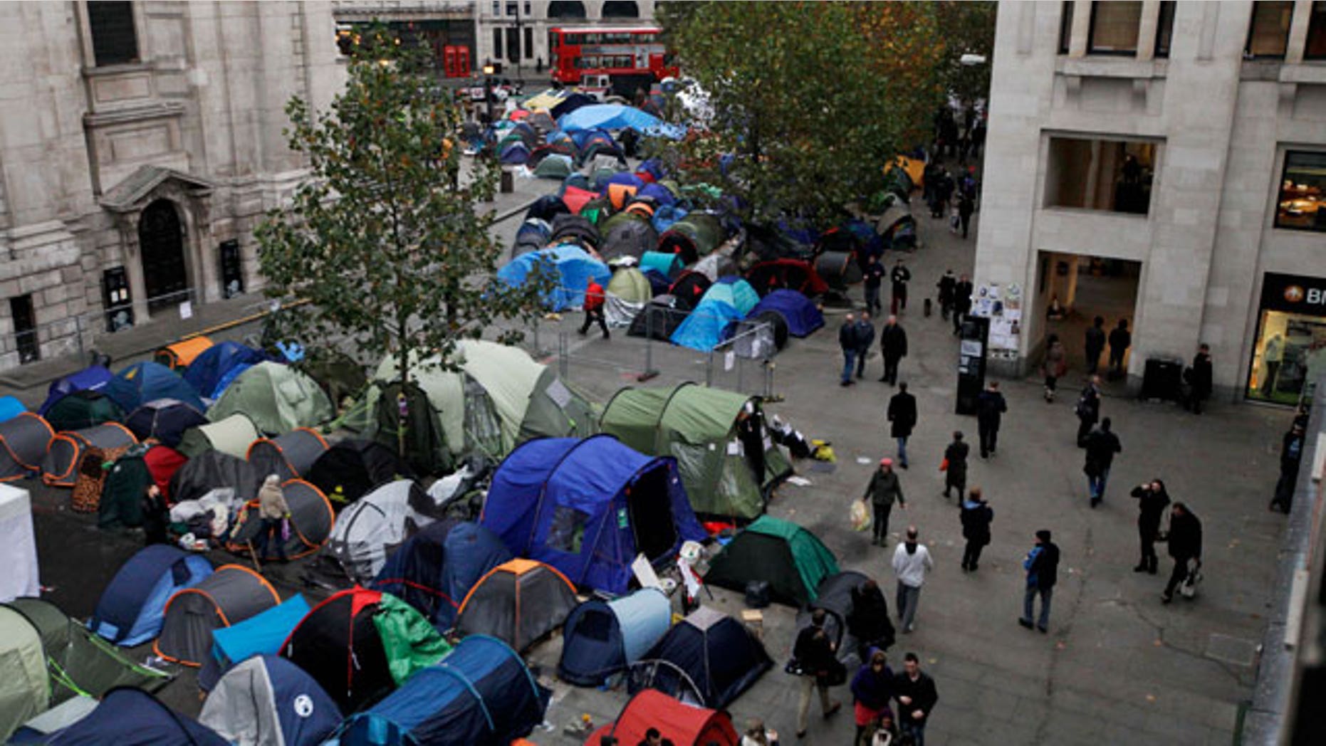 Nov. 7, 2011: Protesters tents stand outside St Paul's Cathedral in London.