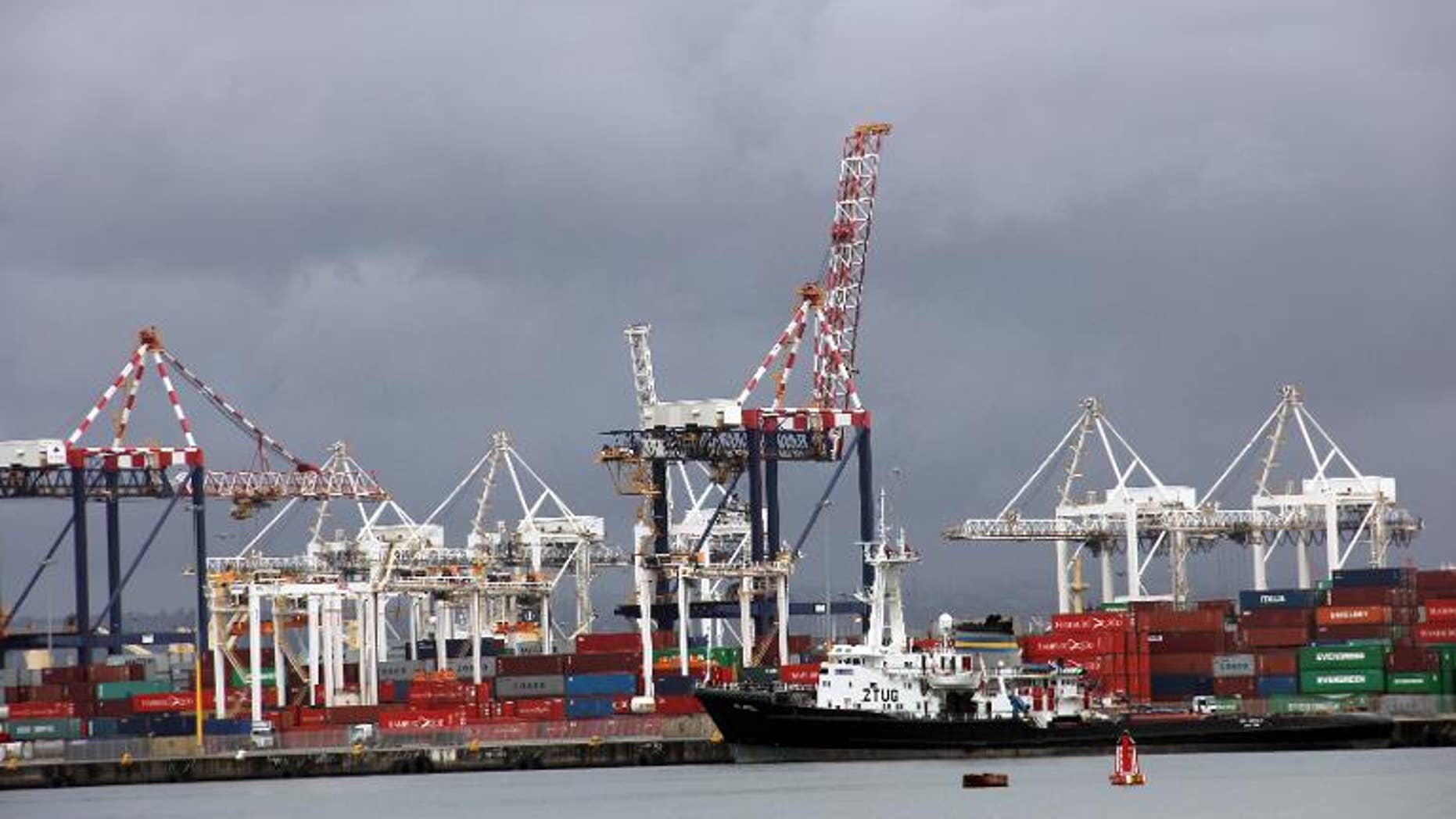 Cargo ship and cranes at the port of Durban on March 25, 2013