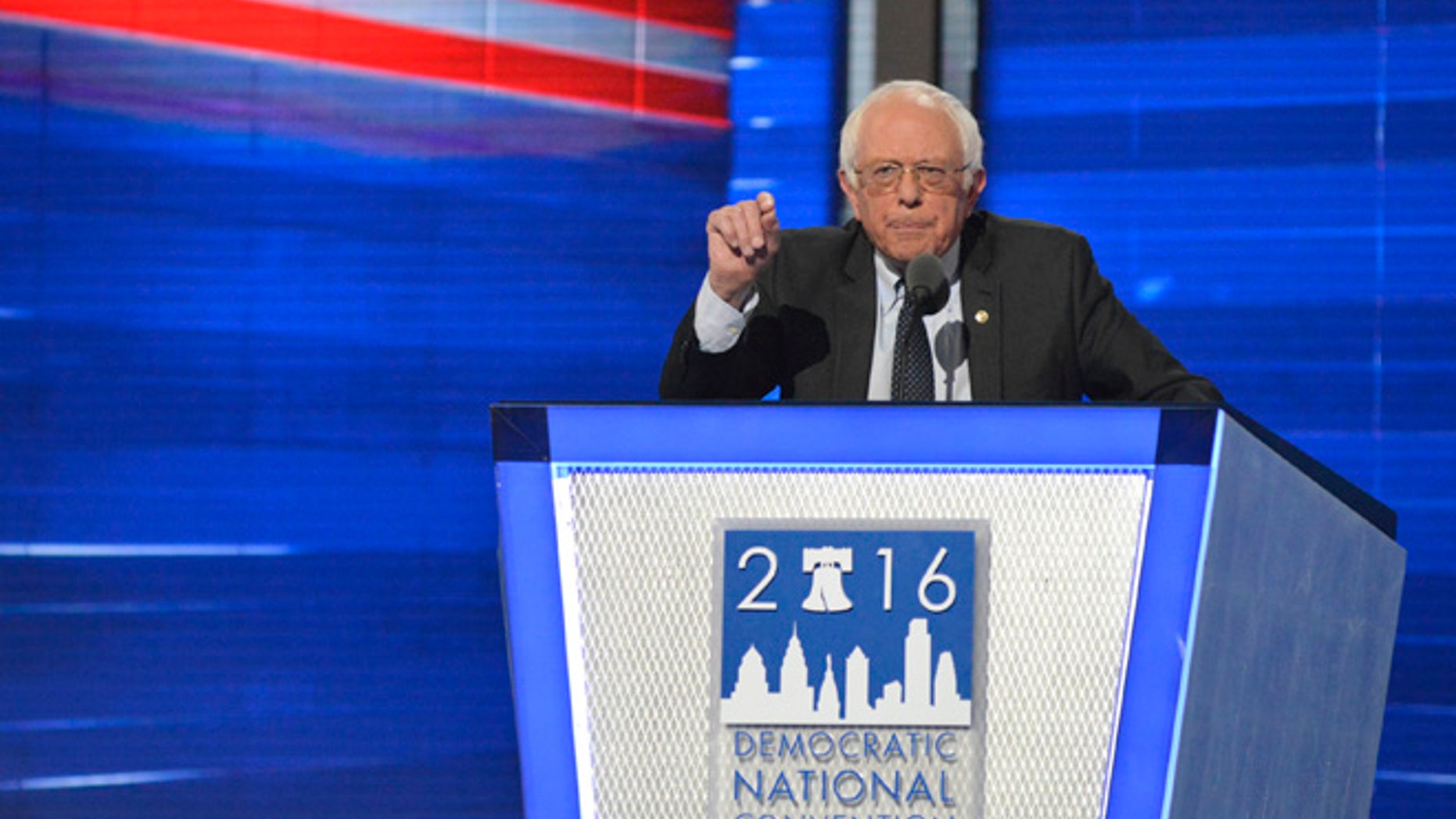July 25, 2016: Sen. Bernie Sanders of Vermont speaks at the Democratic National Convention.