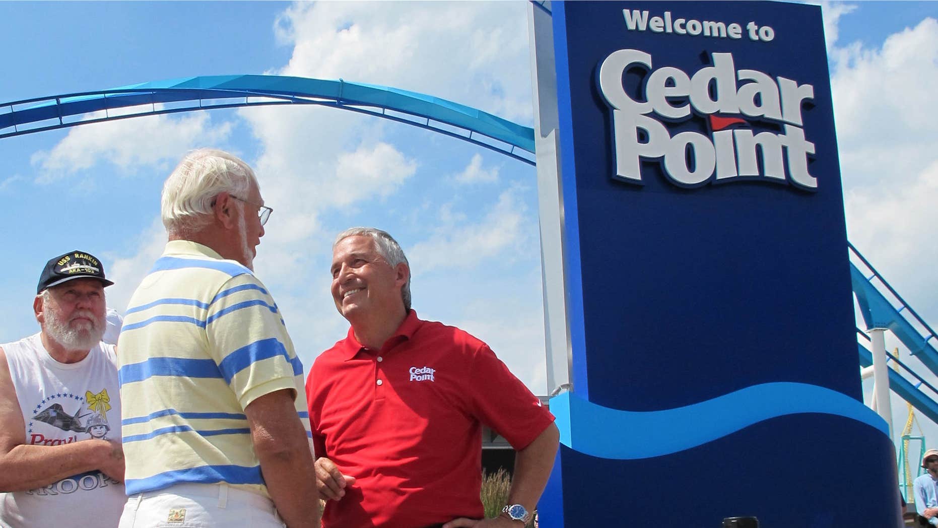 July 2, 2014: Matt Ouimet, chief executive of Cedar Fair Entertainment Co., greets a guest at Cedar Point amusement park, in Sandusky, Ohio.