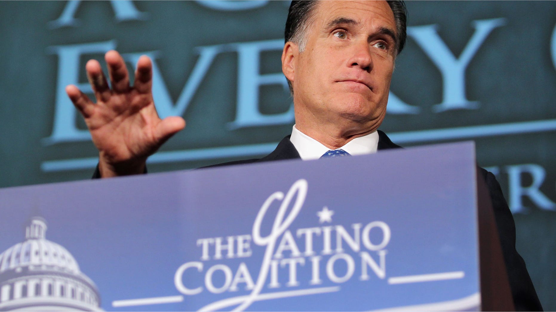 Republican presidential candidate, former Massachusetts Gov. Mitt Romney addresses the Latino Coalition;s 2012 Small Business Summit at the U.S. Chamber of Commerce .