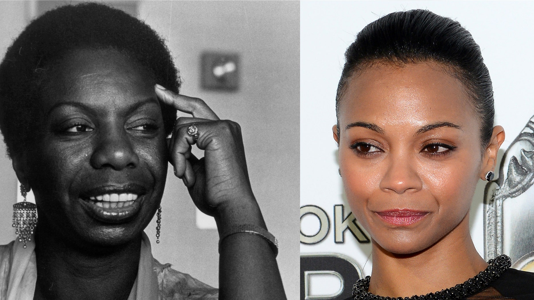 Nina Simone (l) in 1979. Zoe Saldana (r).
