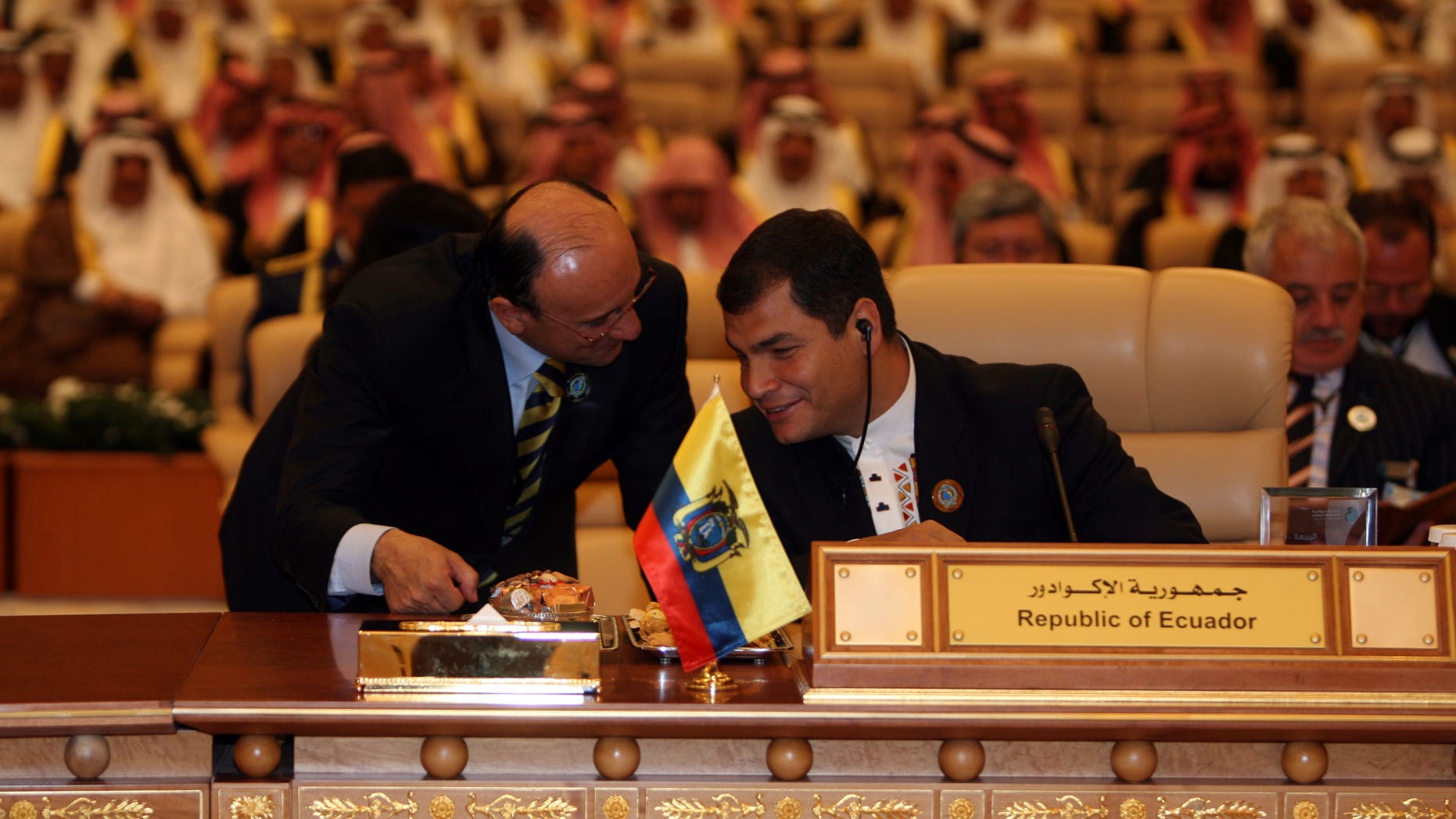 RIYADH, SAUDI ARABIA- NOVEMBER17: Ecuador's president Rafael Correa attends the opening session of the third OPEC Summit on November 17, 2007 in Riyadh, Saudi Arabia. (Photo by Salah Malkawi/ Getty Images)