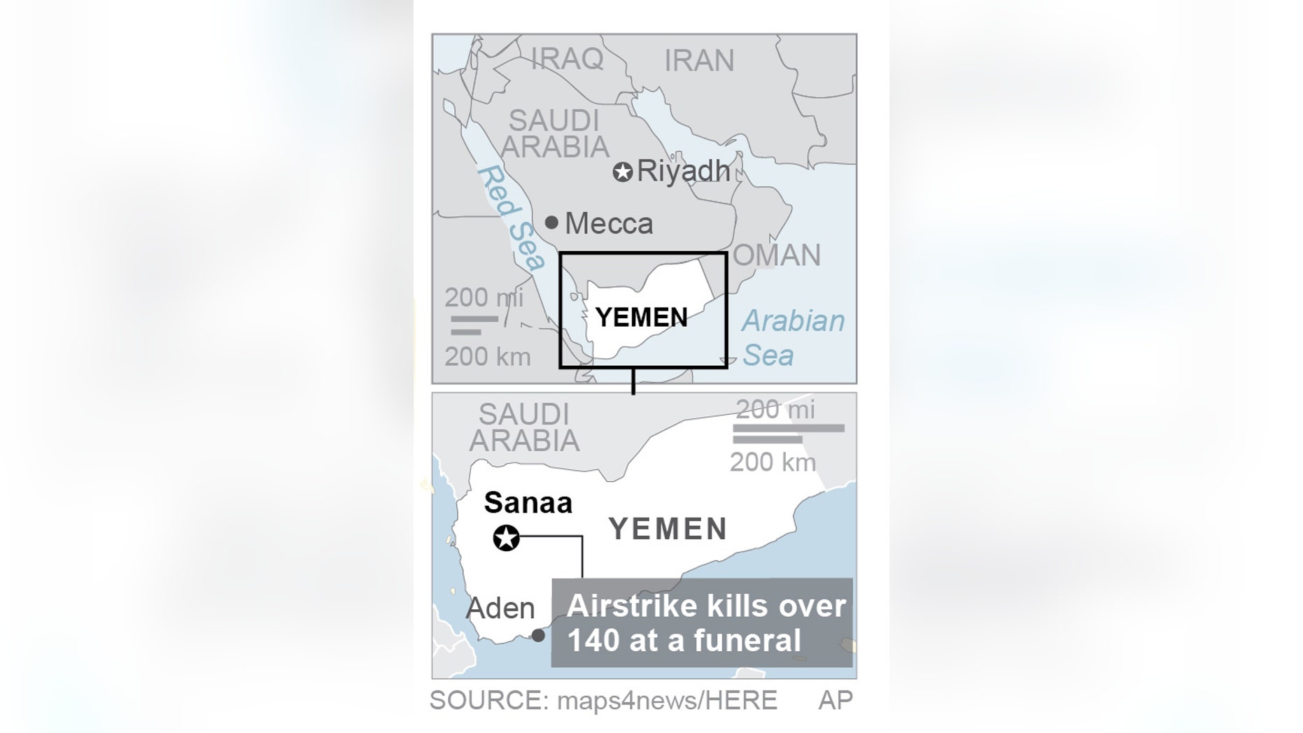 Saudi-led airstrike apparently targeted a funeral in Yemen's capital.