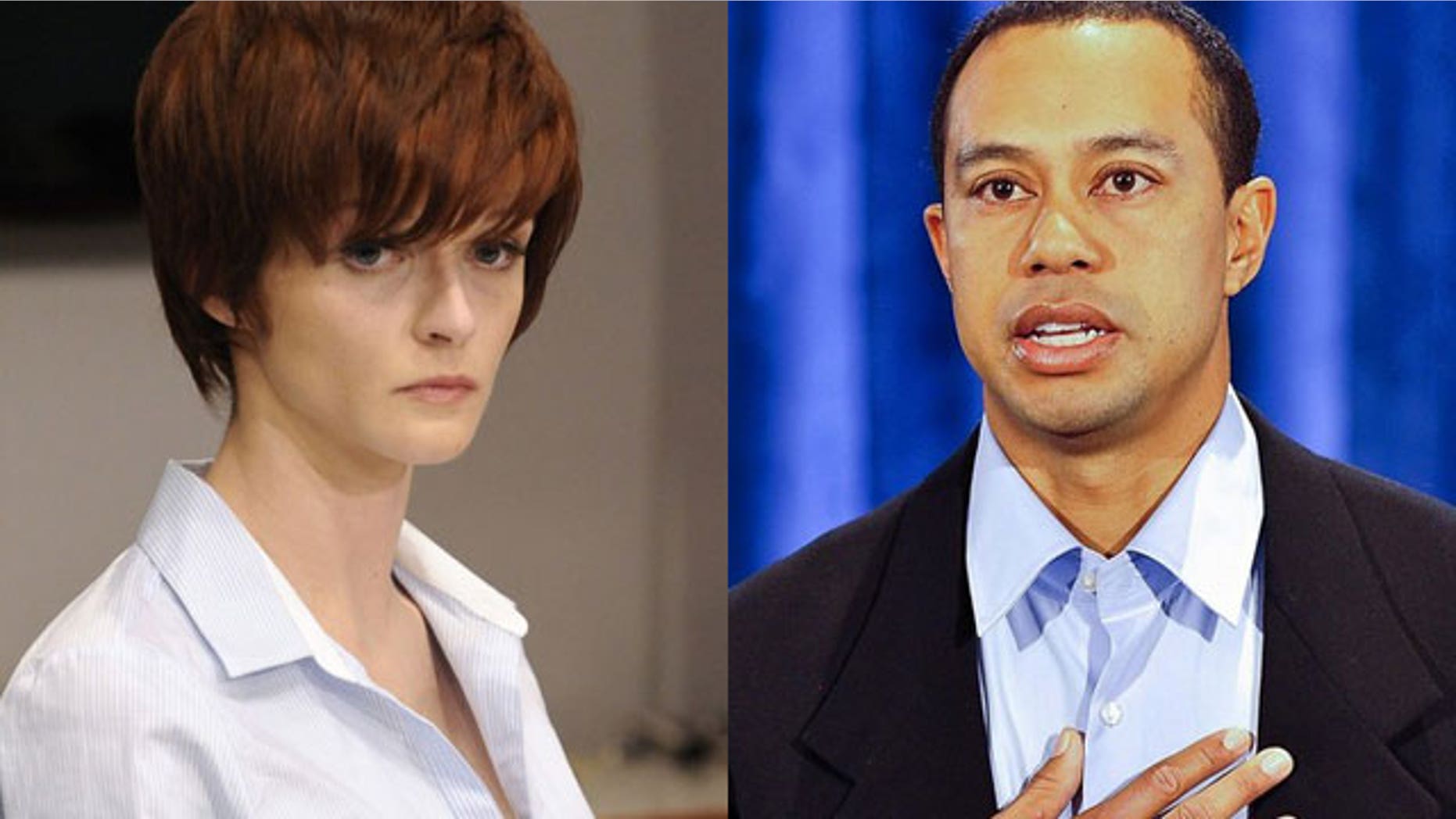 Feb 19: Joslyn James (left) is seen at a press conference after Tiger Woods' public apology for several affairs.