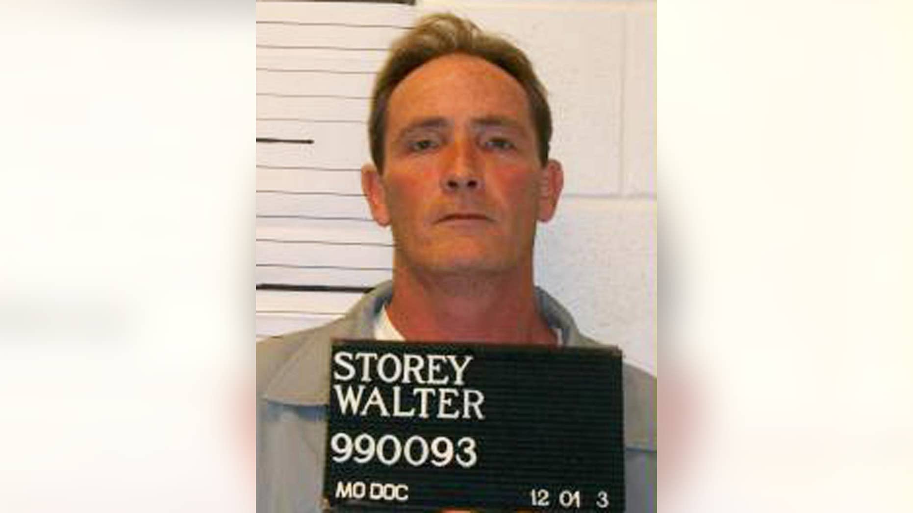 In this Jan. 1, 2012 photo provided by the Missouri Department of Corrections is Walter Storey of St. Charles, Mo., who faces the death penalty for killing Jill Frey in 1990. (AP Photo/Missouri Department of Corrections)