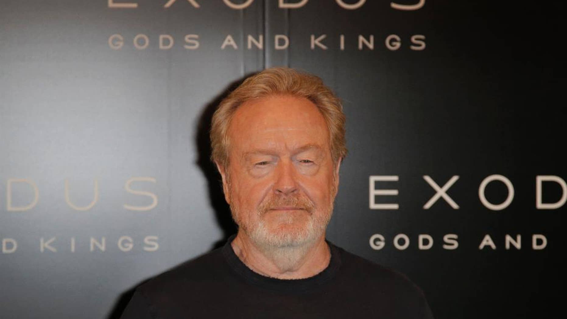 In this Tuesday, Dec. 2, 2014 file photo, director Ridley Scott poses during a photocall for his film "Exodus : Gods and Kings" in Paris. Scott did not originally want to make “Exodus: Gods and Kings.” “It’s biblical, and I was afraid of all those associations,” the 77-year-old filmmaker said. (AP Photo/Francois Mori, File)