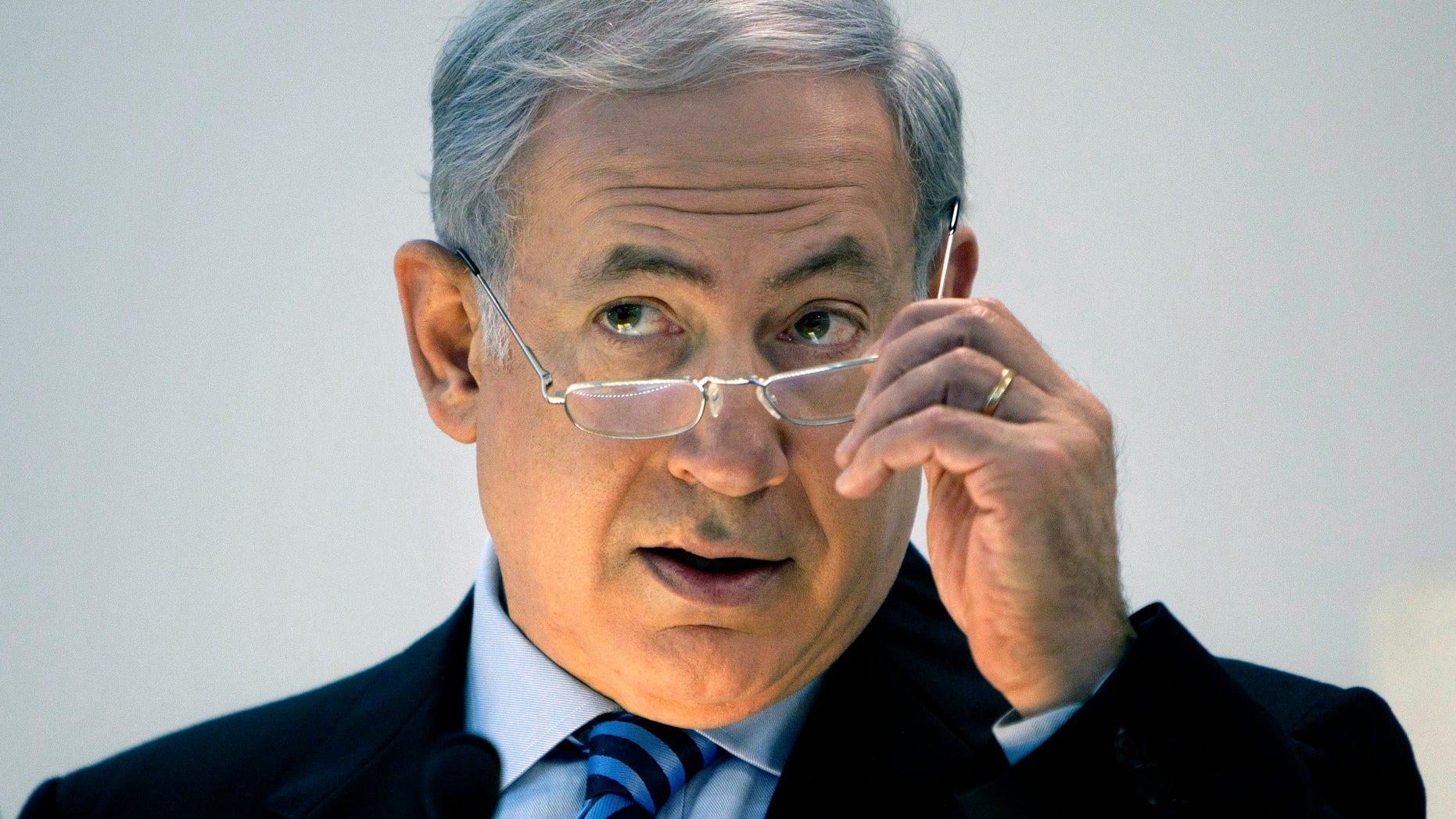 FILE - In this Monday, Nov. 29, 2010 file photo, Israeli Prime Minister Benjamin Netanyahu speaks to the media in Tel Aviv. Israel’s prime minister insisted Wednesday, May 1, 2013, that the conflict with the Palestinians is not about territory, but rather the Palestinians’ refusal to recognize Israel as the Jewish homeland, appearing to counter a modified peace proposal from the Arab world. (AP Photo/Oded Balilty, File)