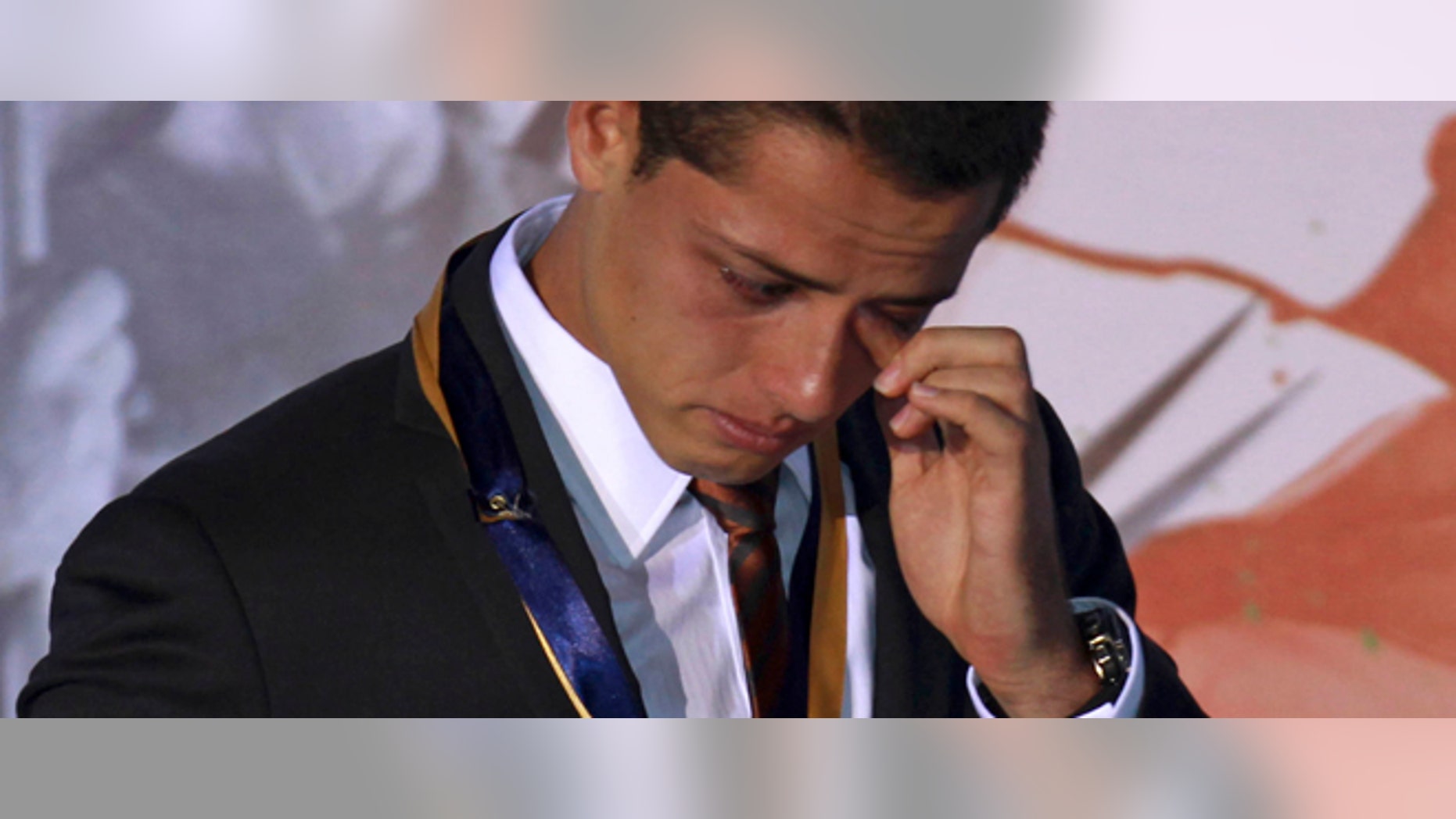 July 21: Mexican soccer player Javier "Chicharito" Hernandez, reacts during a ceremony in which he was named the 2011 Tourism Ambassador for the State of Jalisco in Guadalajara, Mexico. Chicharito currently plays for the English football club Manchester United. (AP Photo/Bruno Gonzalez)