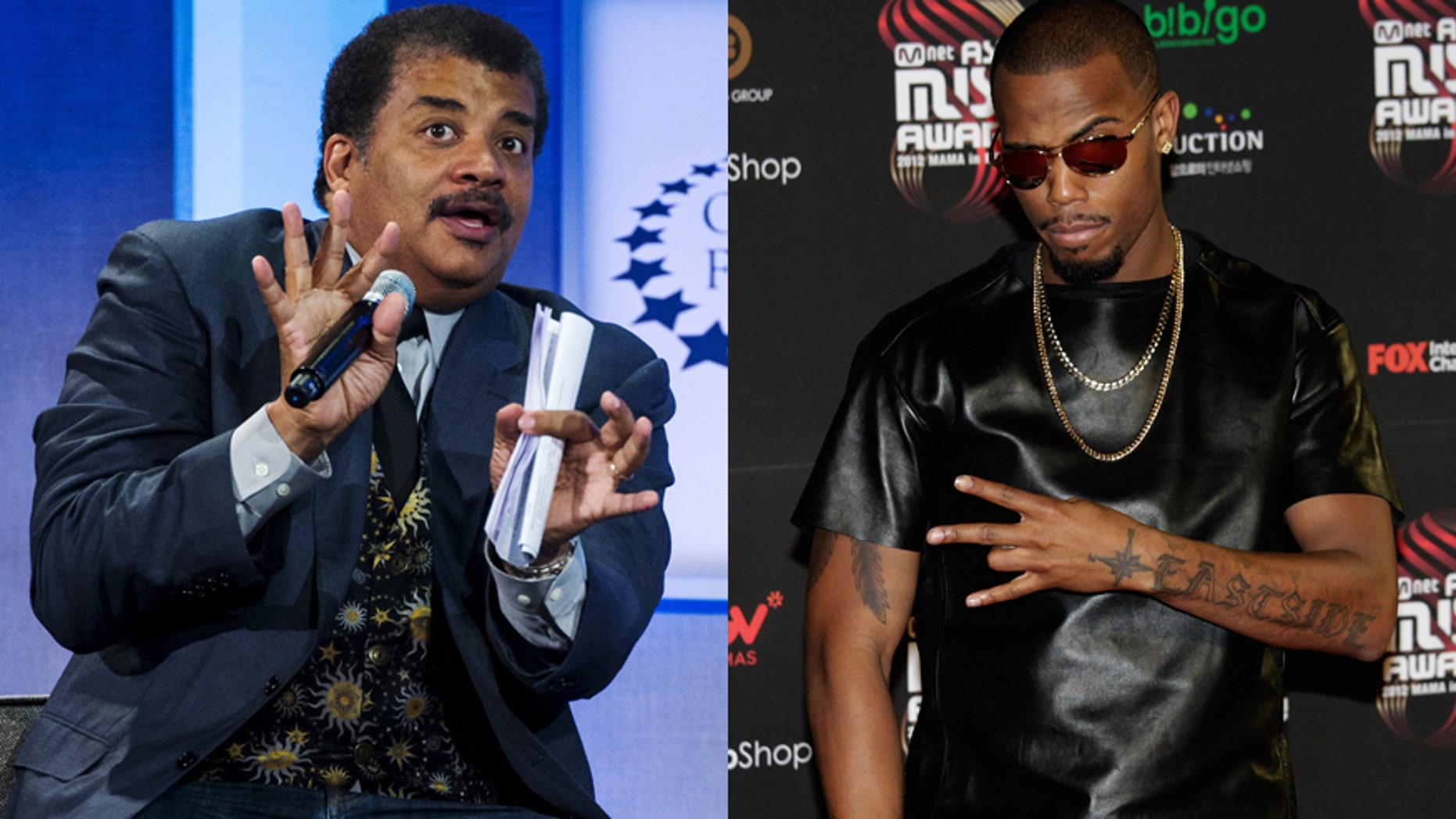 Astrophysicist Neil deGrasse Tyson (left) and rapper B.o.B.