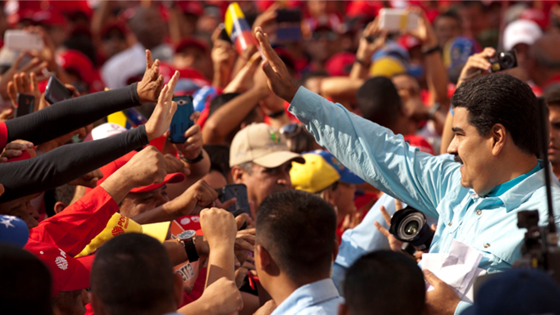 Venezuela's President Nicolas Maduro during an anti-imperialist rally in Caracas, Wednesday, March 18, 2015.