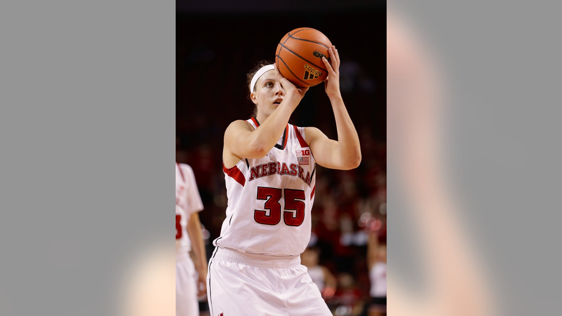 FILE - In this Nov. 27, 2013 file photo, Nebraska's Jordan Hooper shoots in an NCAA college basketball game against UMass-Lowell in Lincoln, Neb. Hooper is on the verge scoring her 2,000th career point for 18th-ranked Nebraska. If she scores 10 points against Minnesota on Thursday, Jan. 16, 2014, she'll become the fourth player in program history to achieve the milestone. (AP Photo/Nati Harnik, File)
