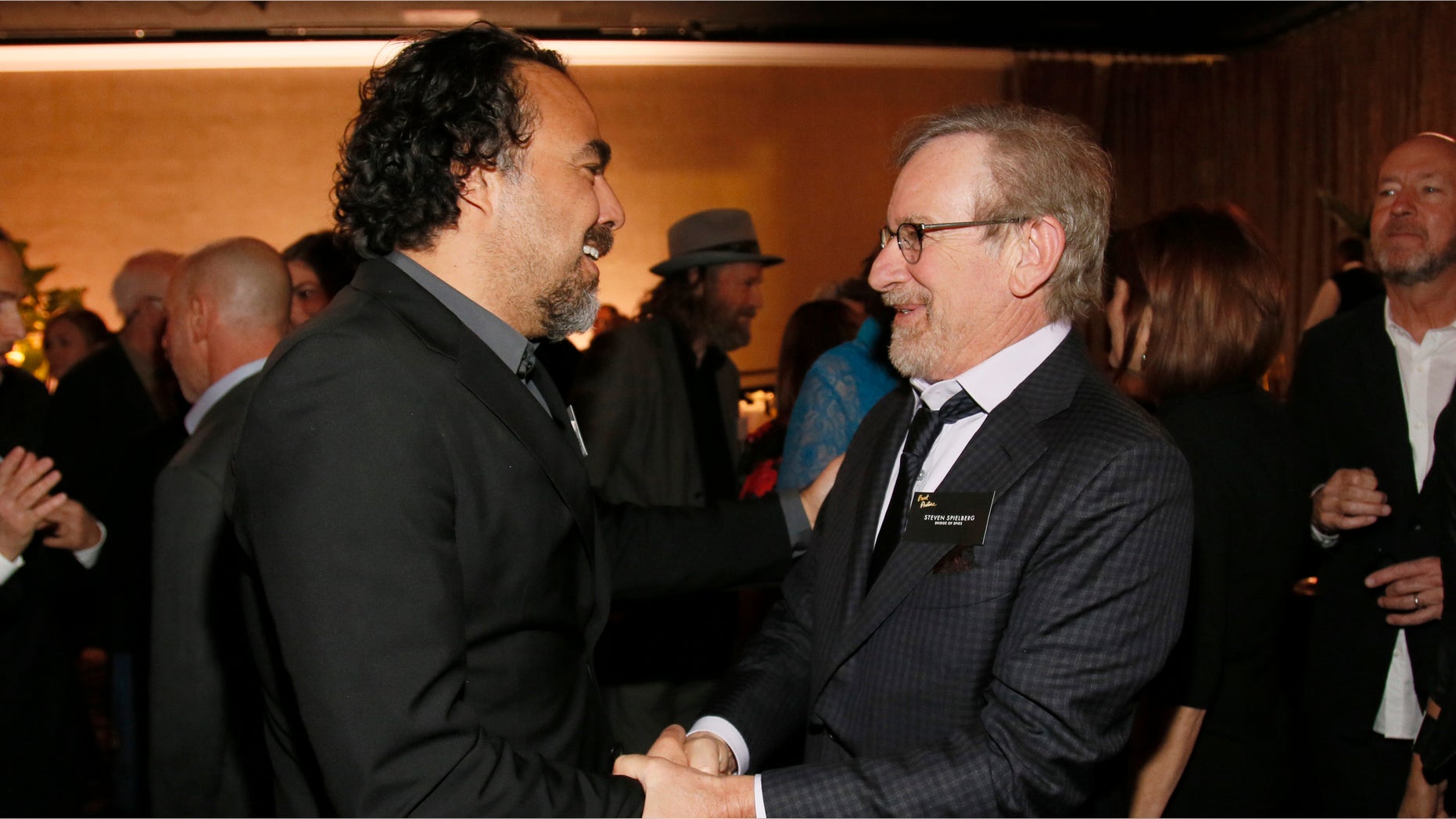 Alejandro Inarritu, left, and Steven Spielberg attend the 88th Academy Awards Nominees Luncheon at The Beverly Hilton hotel on Monday, Feb. 8, 2016, in Beverly Hills, Calif. (Photo by Danny Moloshok/Invision/AP)