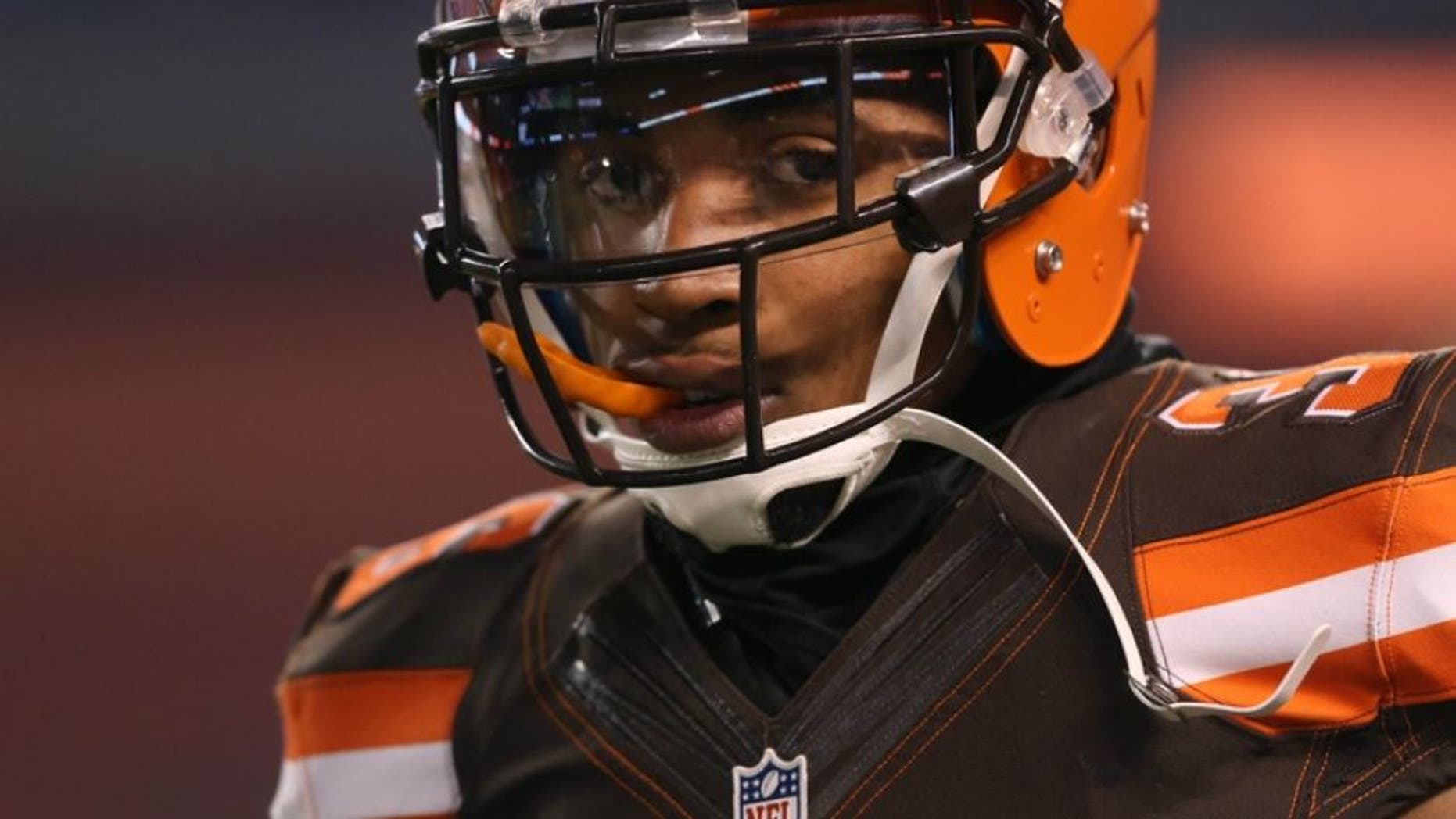 Nov 30, 2015; Cleveland, OH, USA; Cleveland Browns free safety K'Waun Williams (36) against the Baltimore Ravens at FirstEnergy Stadium. The Ravens won 33-27. Mandatory Credit: Aaron Doster-USA TODAY Sports