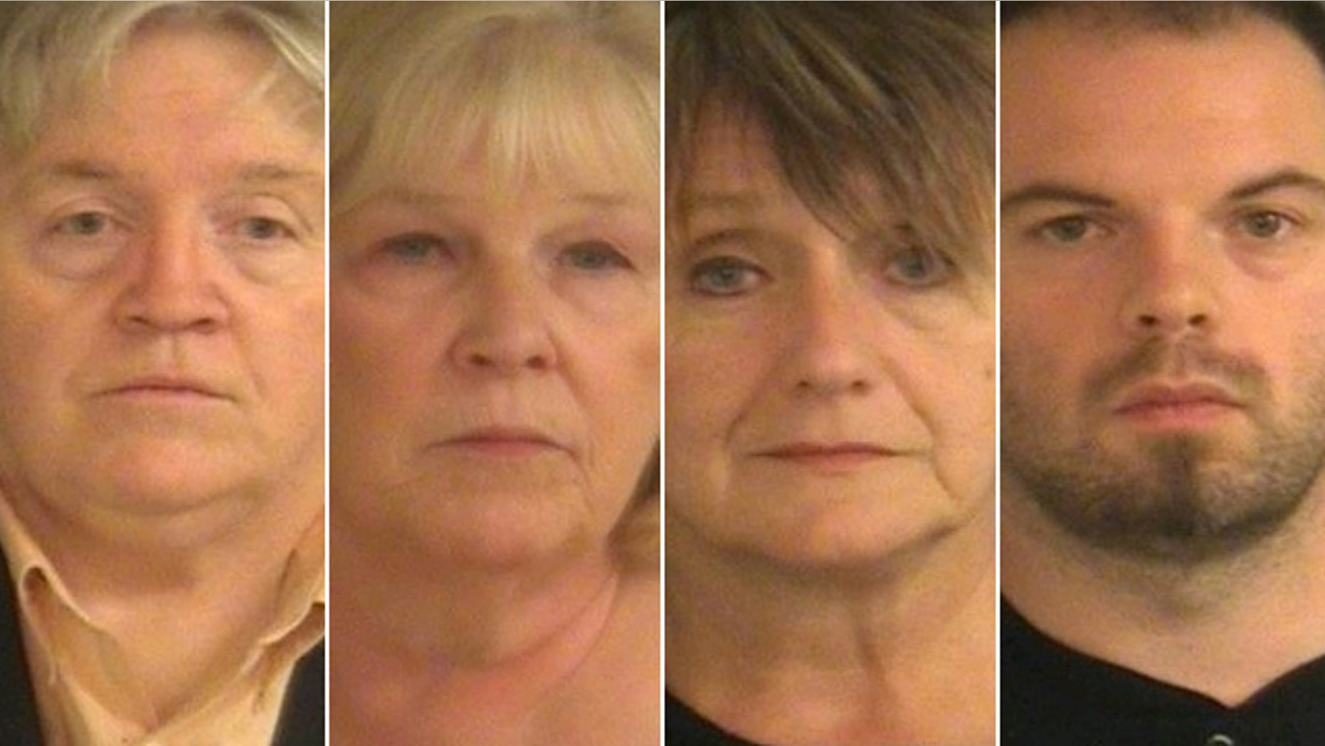 From left, Butch Morgan, Pam Brunette, Beverly Shelton and Dustin Blythe were charged April 2, 2012, in an election fraud case from the 2008 Indiana Democratic primary.