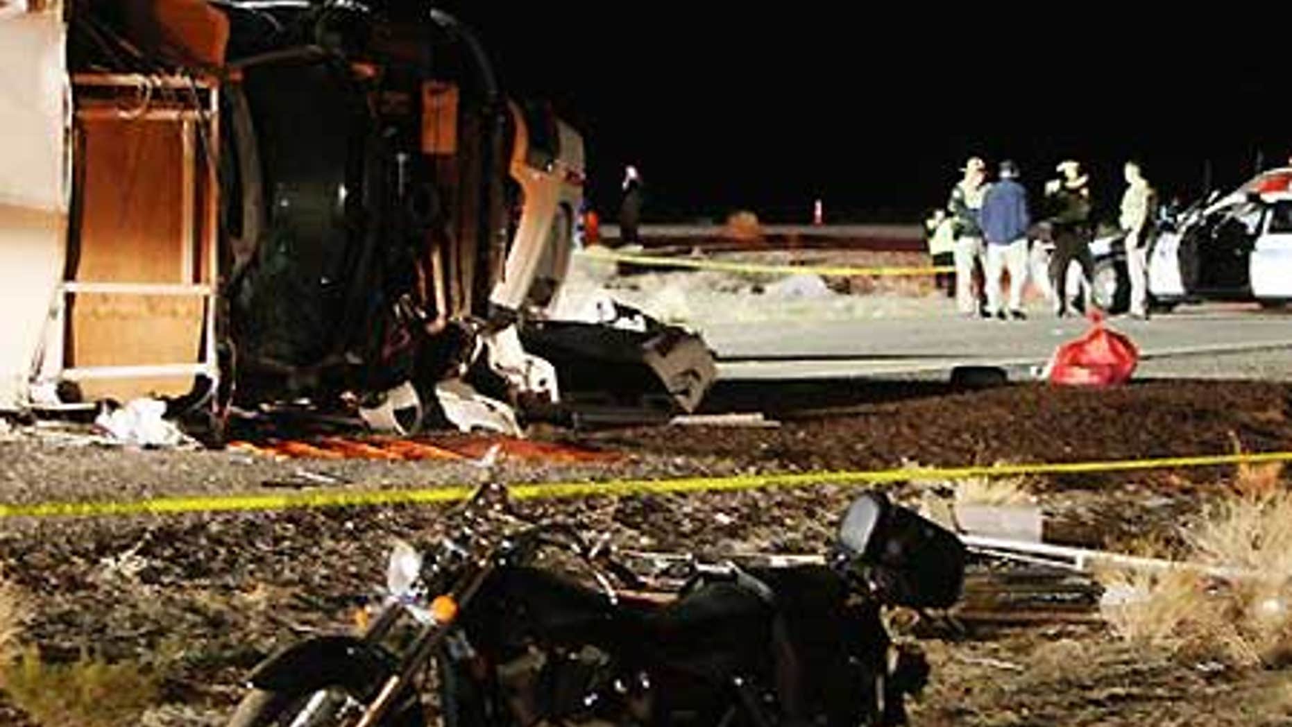 Jan. 30: The wreckage of a tour bus crash in Arizona, which killed at least 7 Chinese tourists.