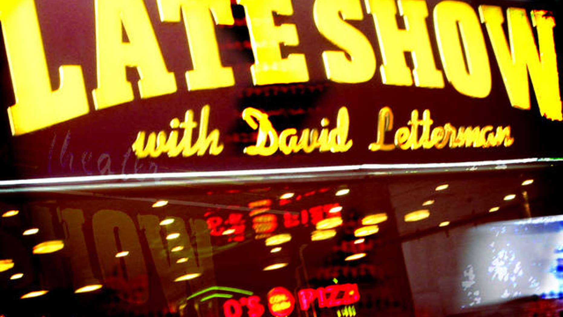 The "Late Show with David Letterman" marquee at the Ed Sullivan Theater (AP)
