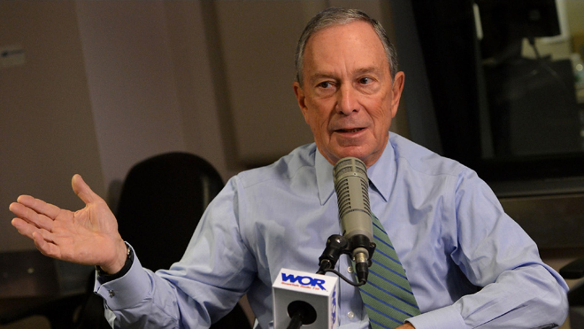 NEW YORK, NY - DECEMBER 20: Mayor Michael Bloomberg visits John Gambling's final special on WOR 710 AM at WOR Studios on December 20, 2013 in New York City. (Photo by Slaven Vlasic/Getty Images for Clear Channel)