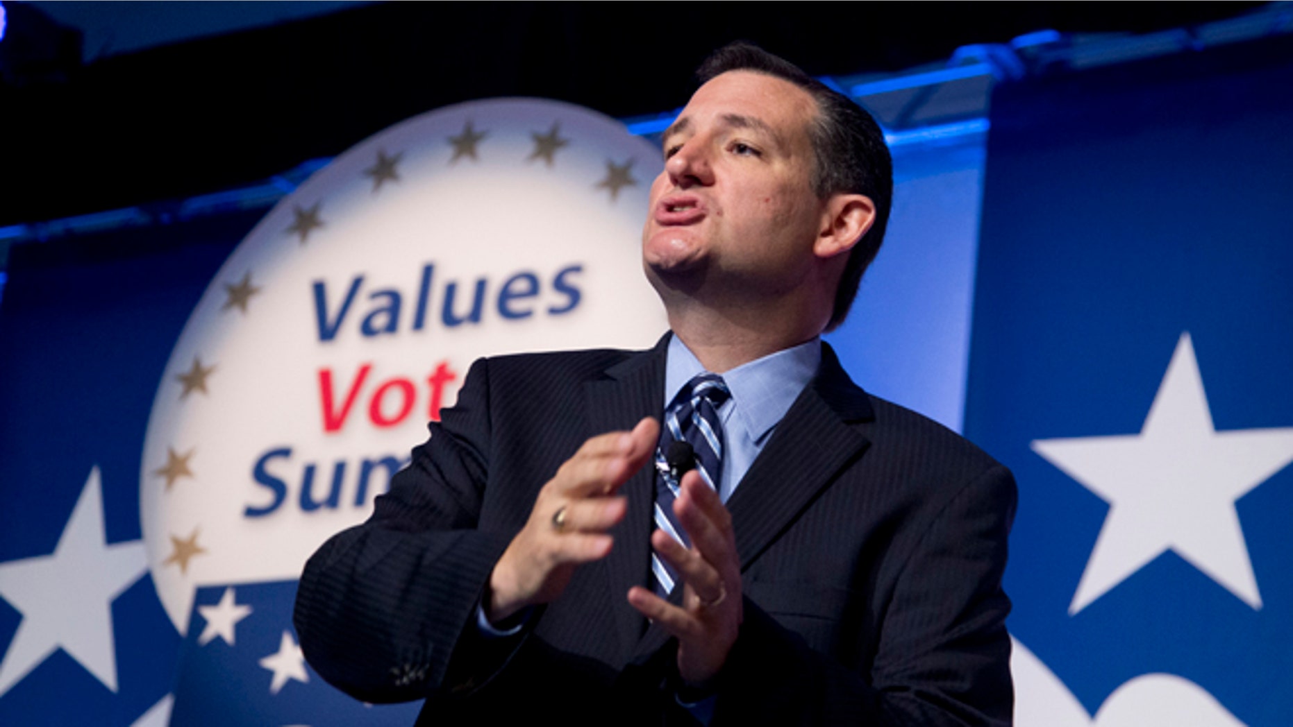 FILE: Sept. 26, 2014: Sen. Ted Cruz, R-Texas, at the 2014 Values Voter Summit in Washington, D.C.