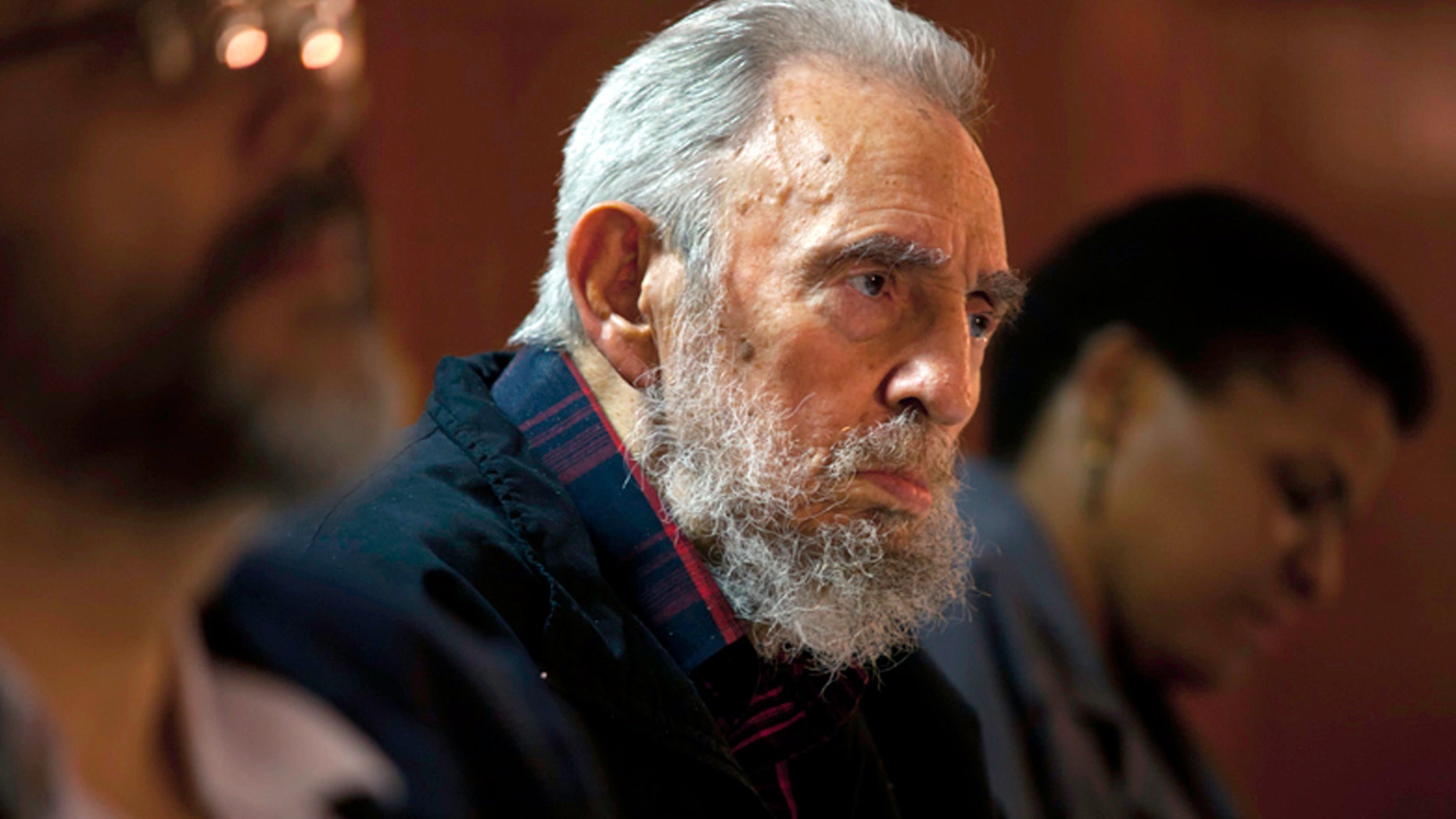 Fidel Castro meets with intellectuals and writers at the International Book Fair in Havana, Cuba, on Feb. 10, 2012.