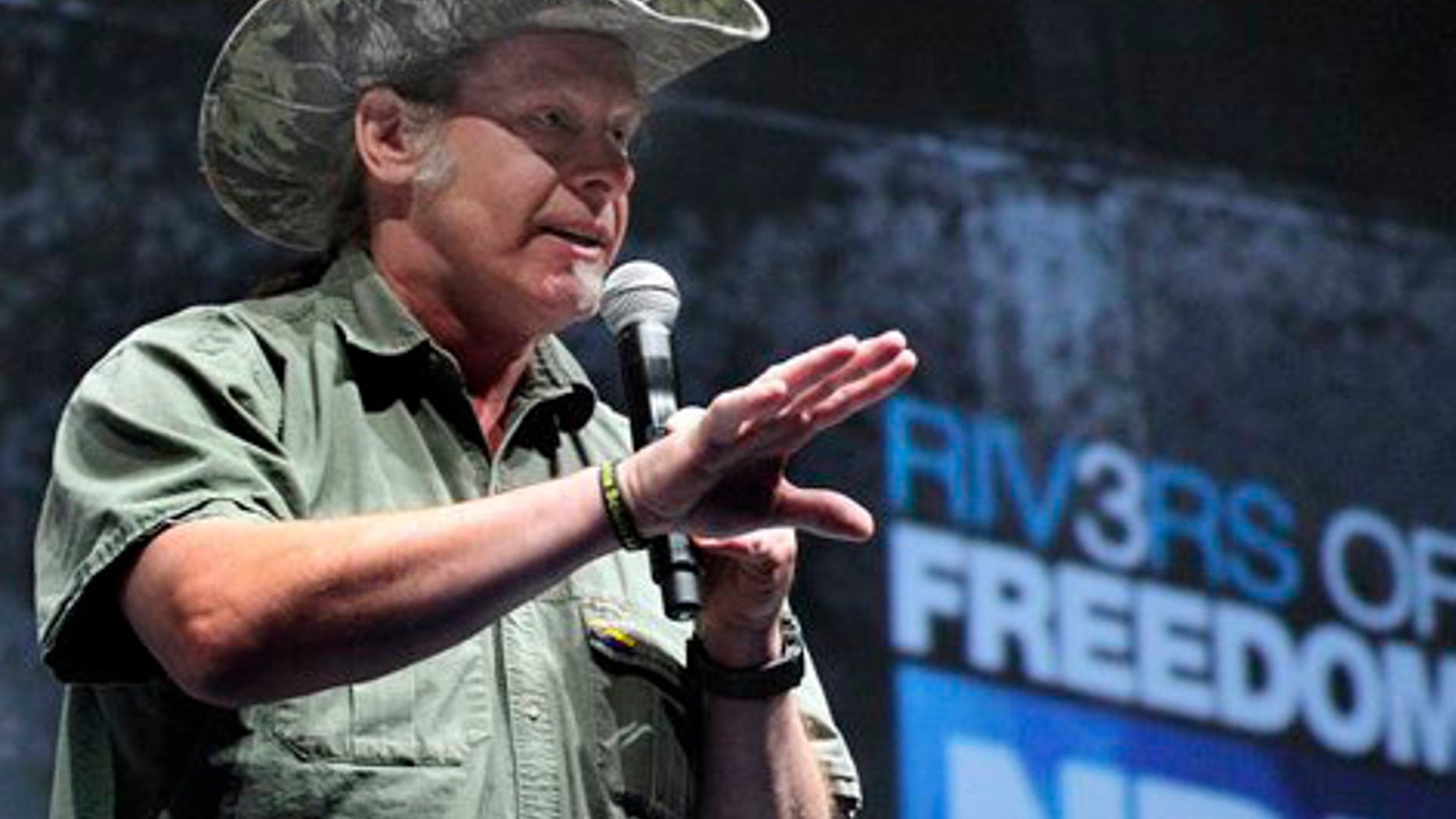 FILE: Musician and gun rights advocate Ted Nugent addresses a seminar at the National Rifle Association's 140th convention in Pittsburgh.