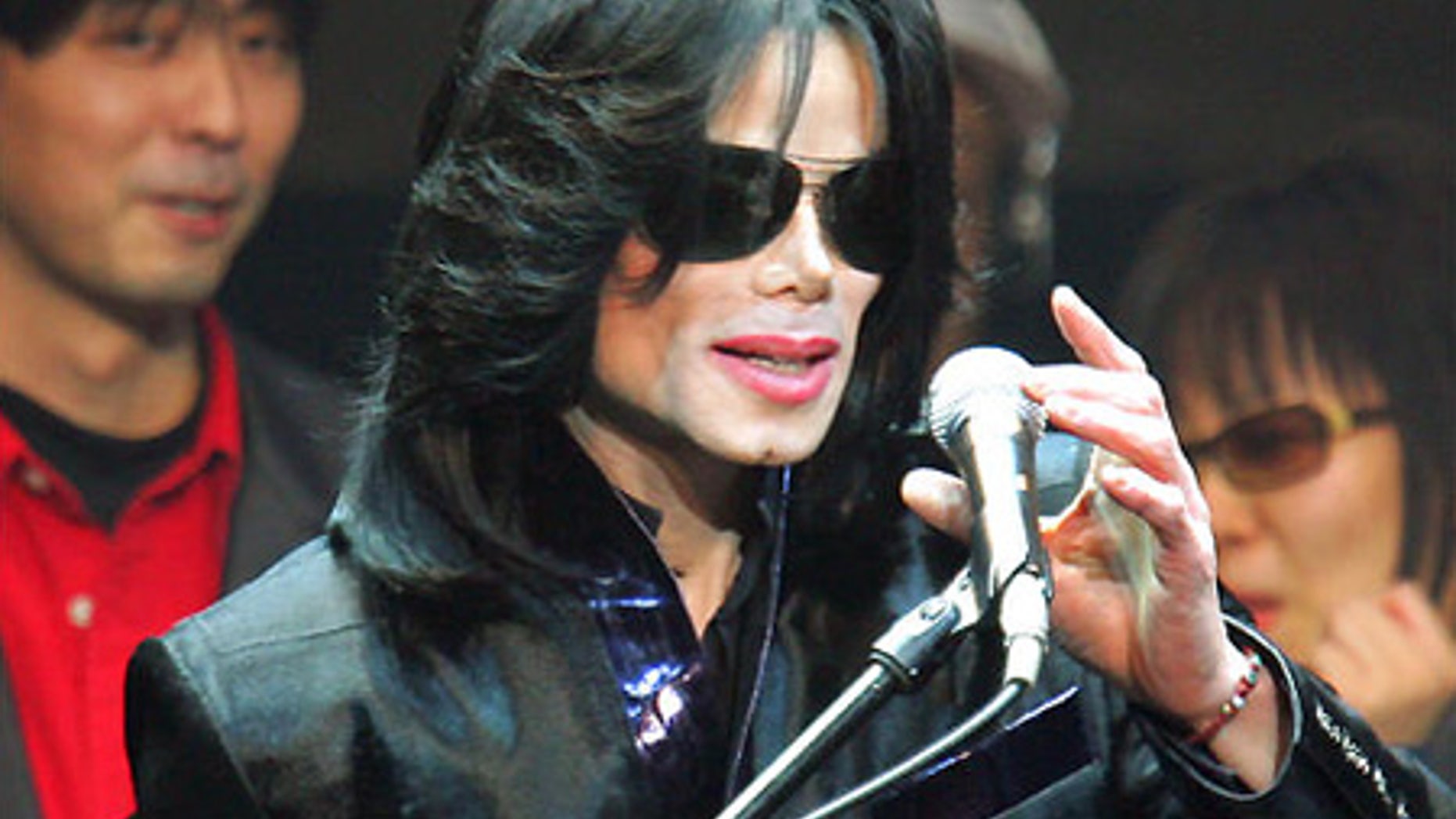 March 9, 2007: Michael Jackson delivers a speech to fans during an event called "Fan Appreciation Day" in Tokyo.