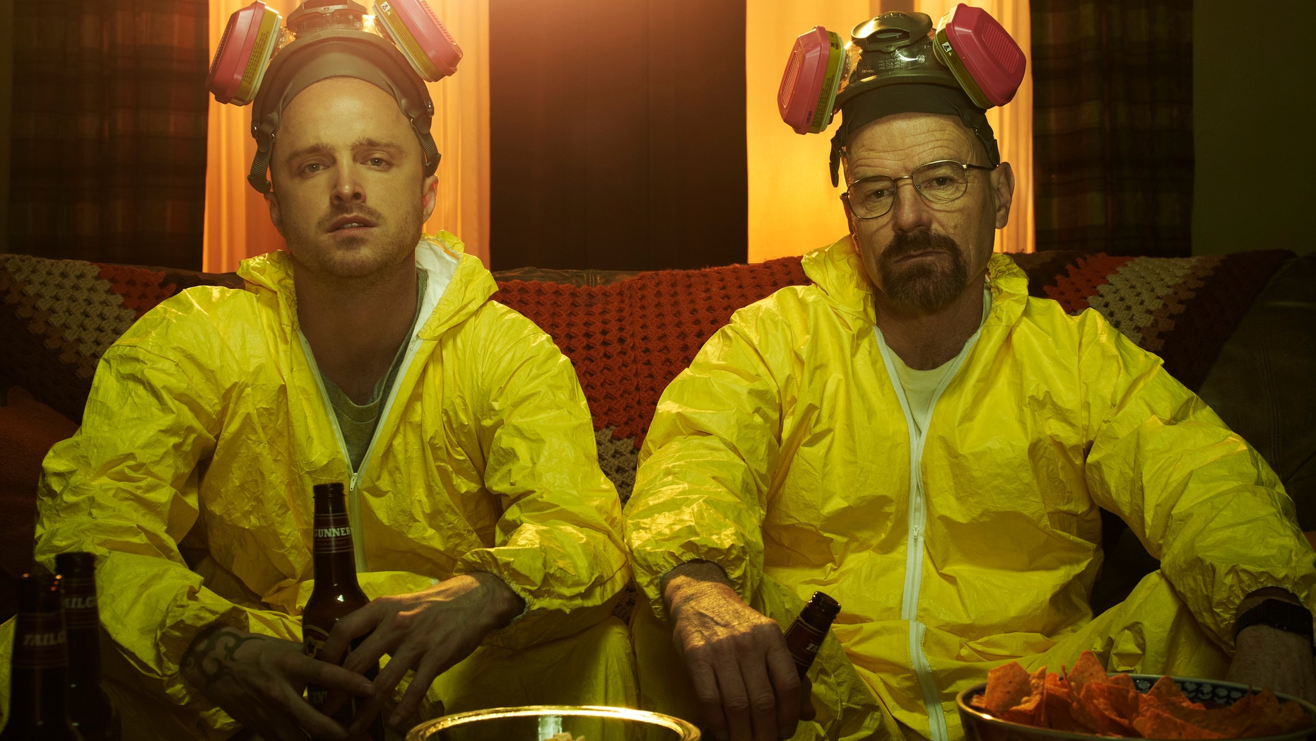 Aaron Pauland as Jesse Pinkman and Bryan Cranston as Walter White in "Breaking Bad."