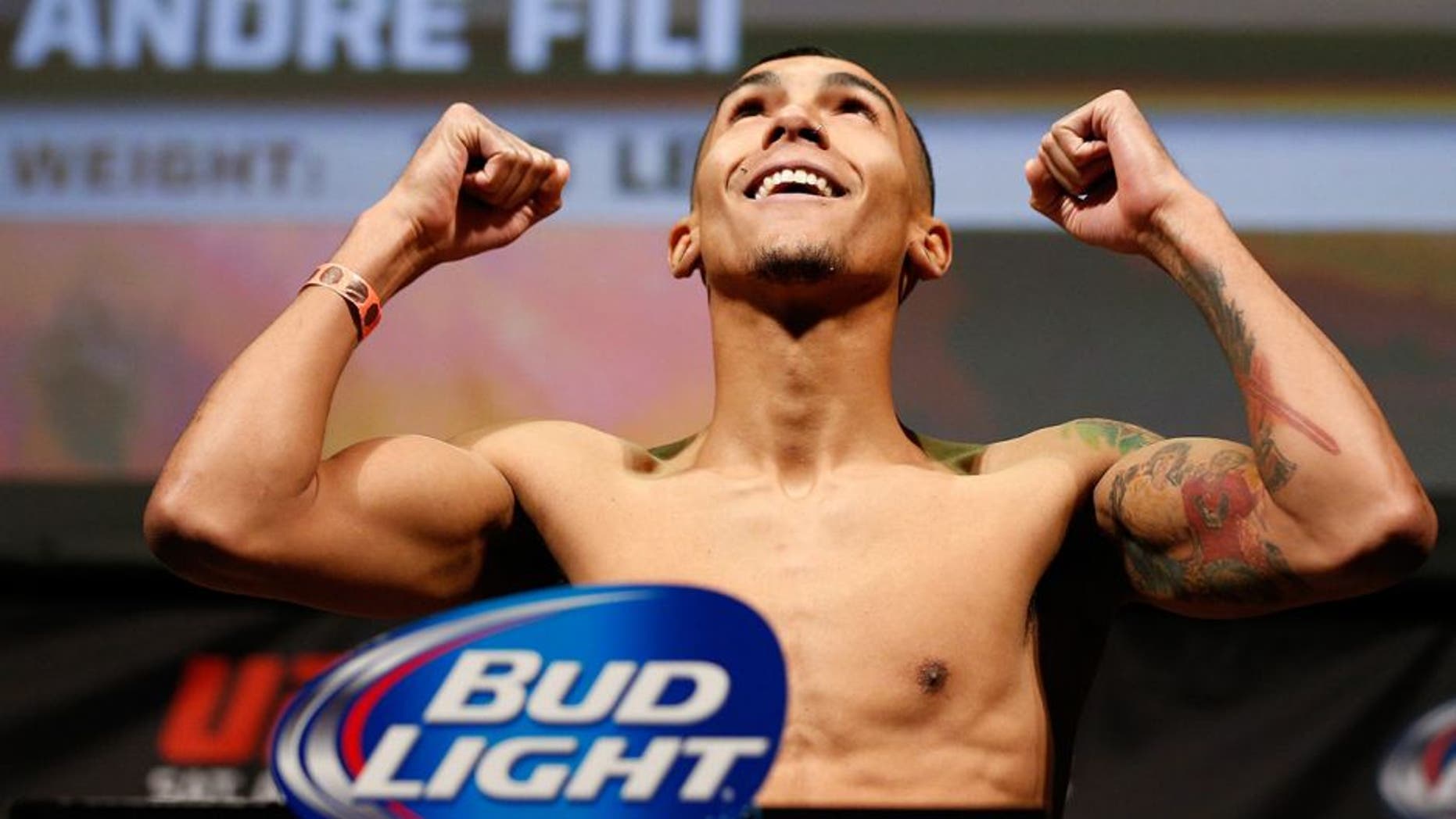 BALTIMORE, MD - APRIL 25: Andre Fili weighs in during the UFC 172 weigh-in at the Baltimore Arena on April 25, 2014 in Baltimore, Maryland. (Photo by Josh Hedges/Zuffa LLC/Zuffa LLC via Getty Images)