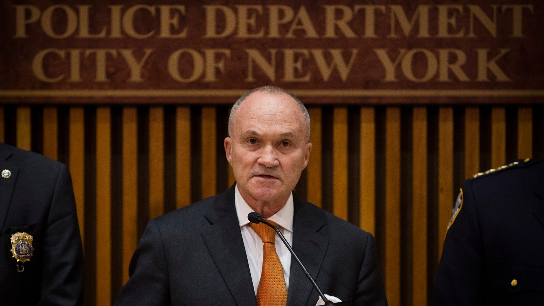 Oct. 12, 2013: NYPD Commissioner Ray Kelly speaks to the media during a news conference at One Police Plaza to announce that after an investigation that lasted more than two decades they had arrested the killer of a then unidentified child who was nicknamed Baby Hope in New York. (AP/John Minchillo)